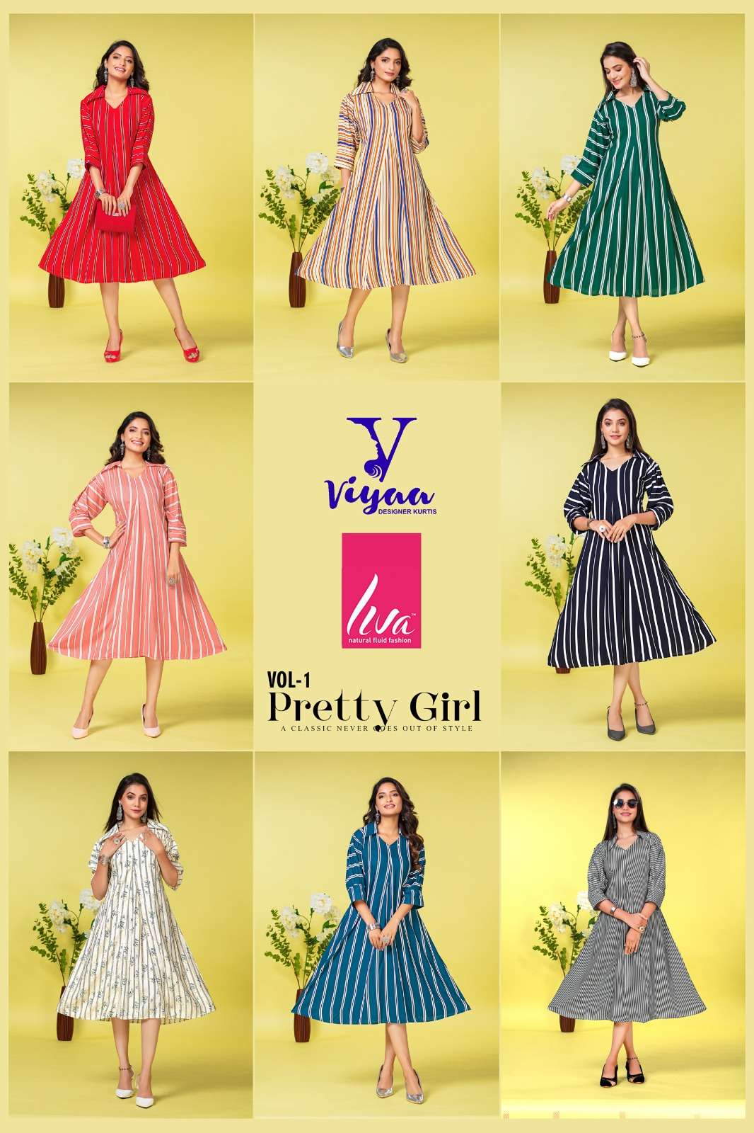 Pretty Girl Vol-1 By Viyaa Designer 1001 To 1008 Series Designer Stylish Fancy Colorful Beautiful Party Wear & Ethnic Wear Collection Rayon Print Kurtis At Wholesale Price