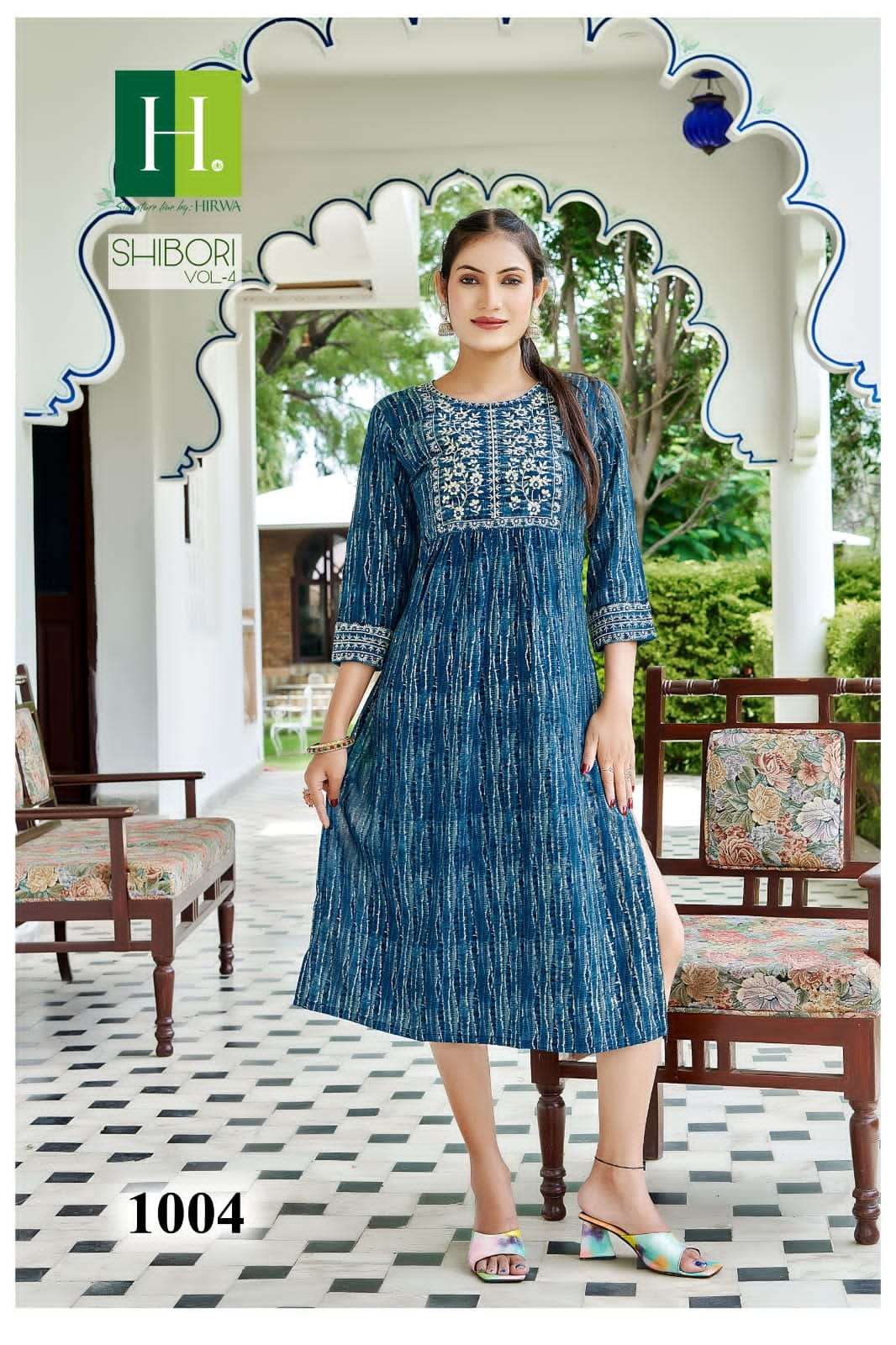 Shibori Vol-4 By Hirwa 1001 To 1008 Series Designer Stylish Fancy Colorful Beautiful Party Wear & Ethnic Wear Collection Rayon Foil Kurtis At Wholesale Price