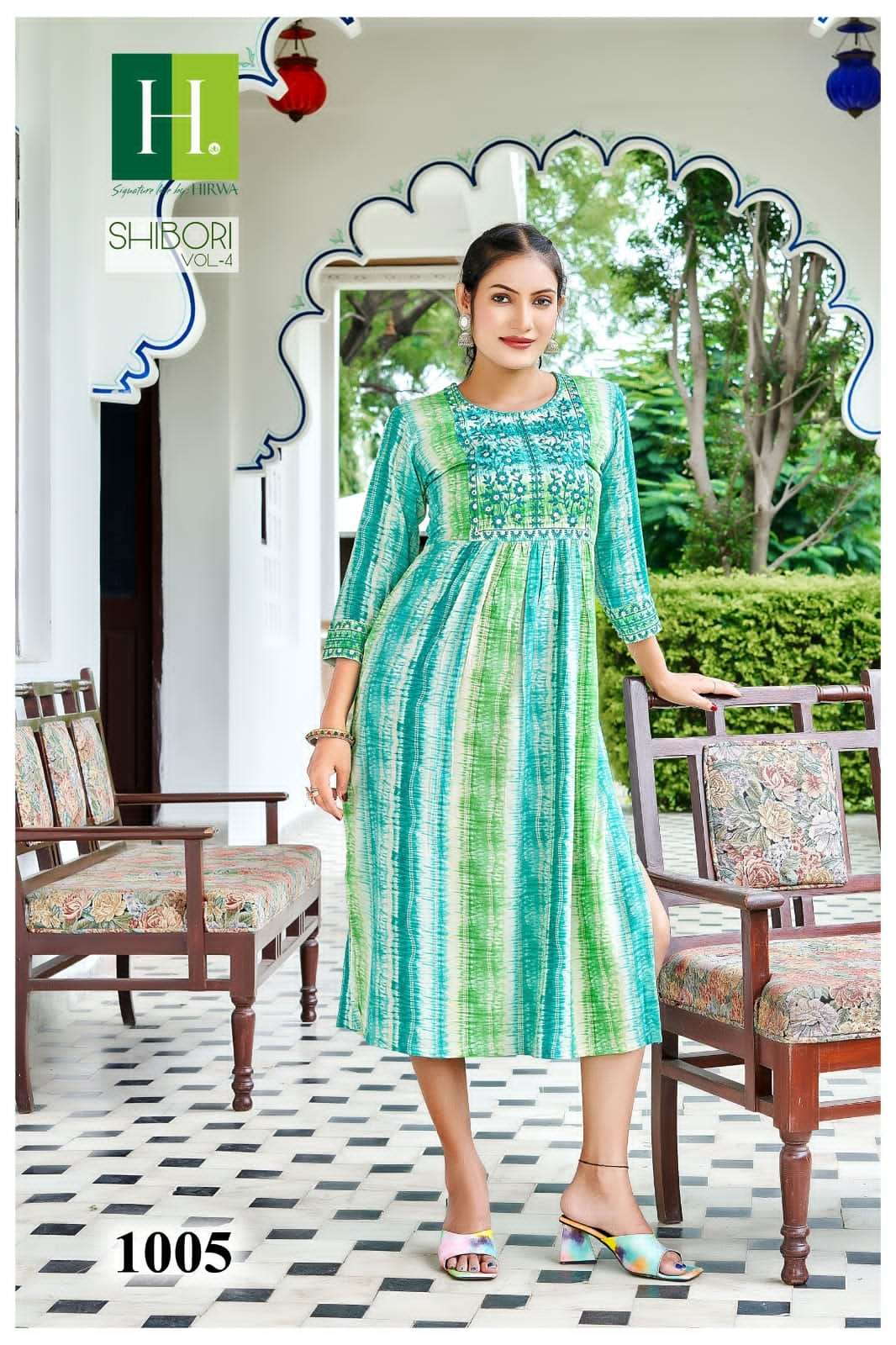Shibori Vol-4 By Hirwa 1001 To 1008 Series Designer Stylish Fancy Colorful Beautiful Party Wear & Ethnic Wear Collection Rayon Foil Kurtis At Wholesale Price