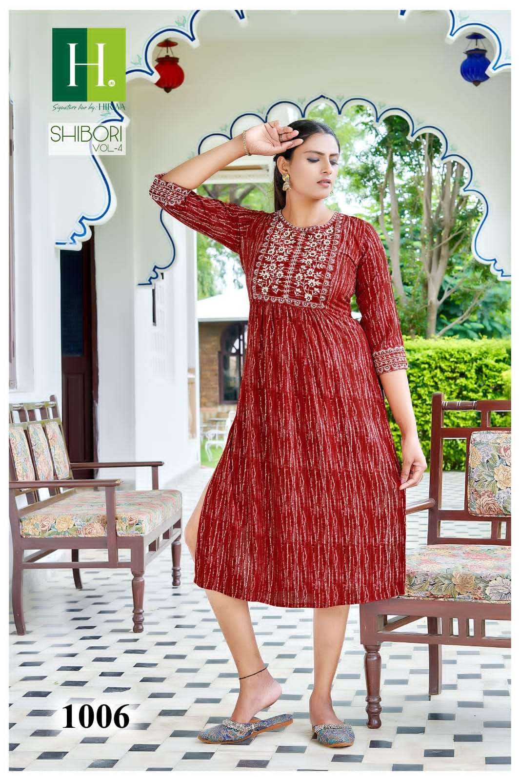 Shibori Vol-4 By Hirwa 1001 To 1008 Series Designer Stylish Fancy Colorful Beautiful Party Wear & Ethnic Wear Collection Rayon Foil Kurtis At Wholesale Price