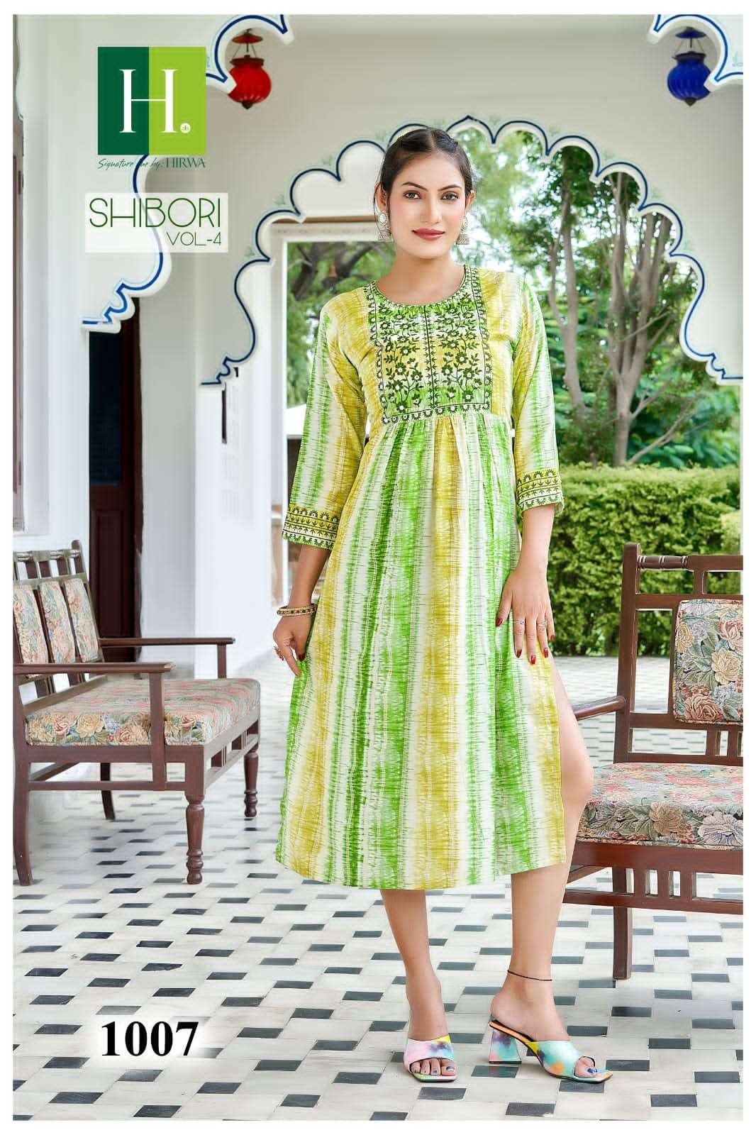 Shibori Vol-4 By Hirwa 1001 To 1008 Series Designer Stylish Fancy Colorful Beautiful Party Wear & Ethnic Wear Collection Rayon Foil Kurtis At Wholesale Price