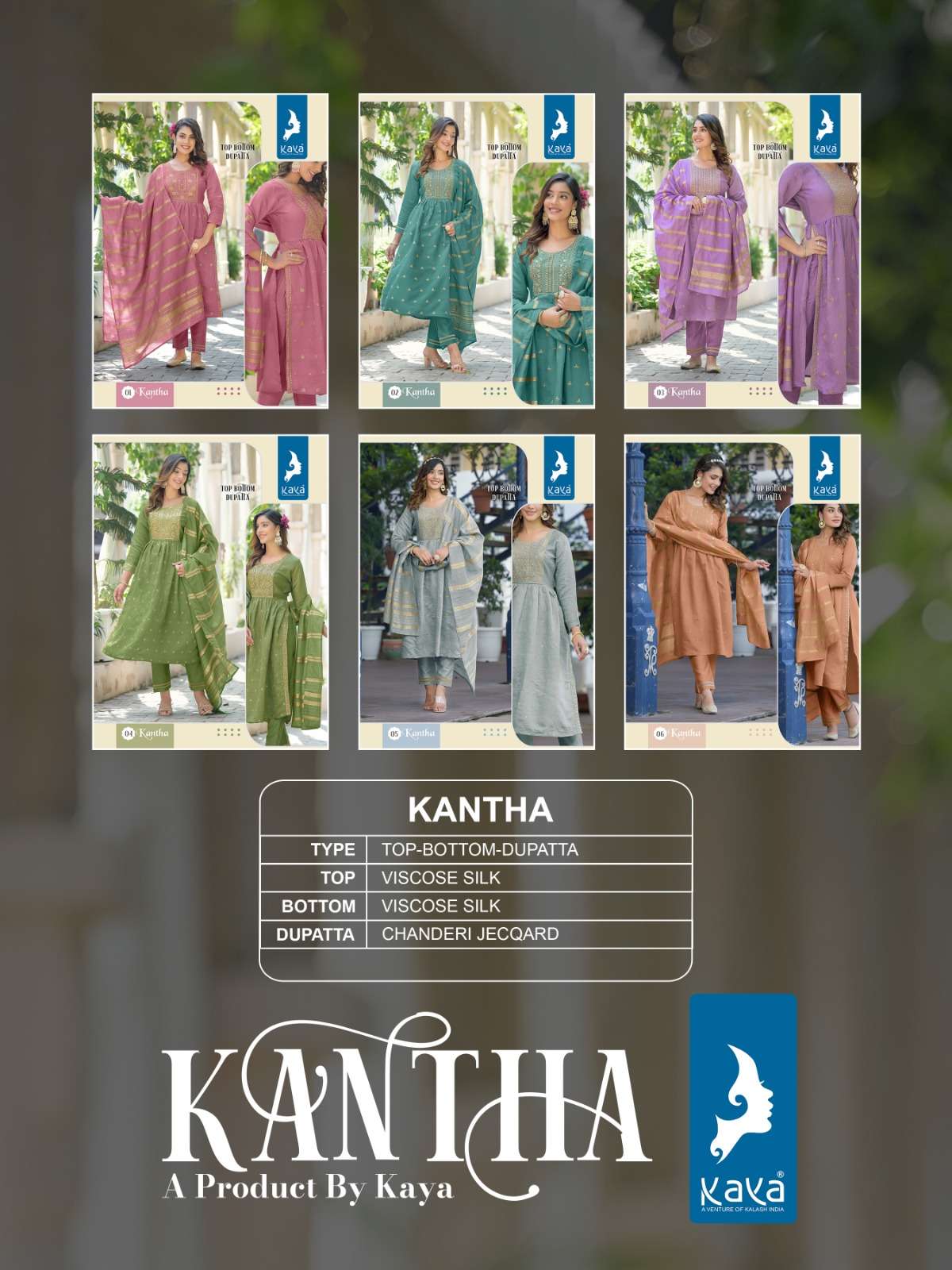 Kantha By Kaya 01 To 06 Series Designer Festive Suits Collection Beautiful Stylish Fancy Colorful Party Wear & Occasional Wear Pure Viscose Silk Dresses At Wholesale Price