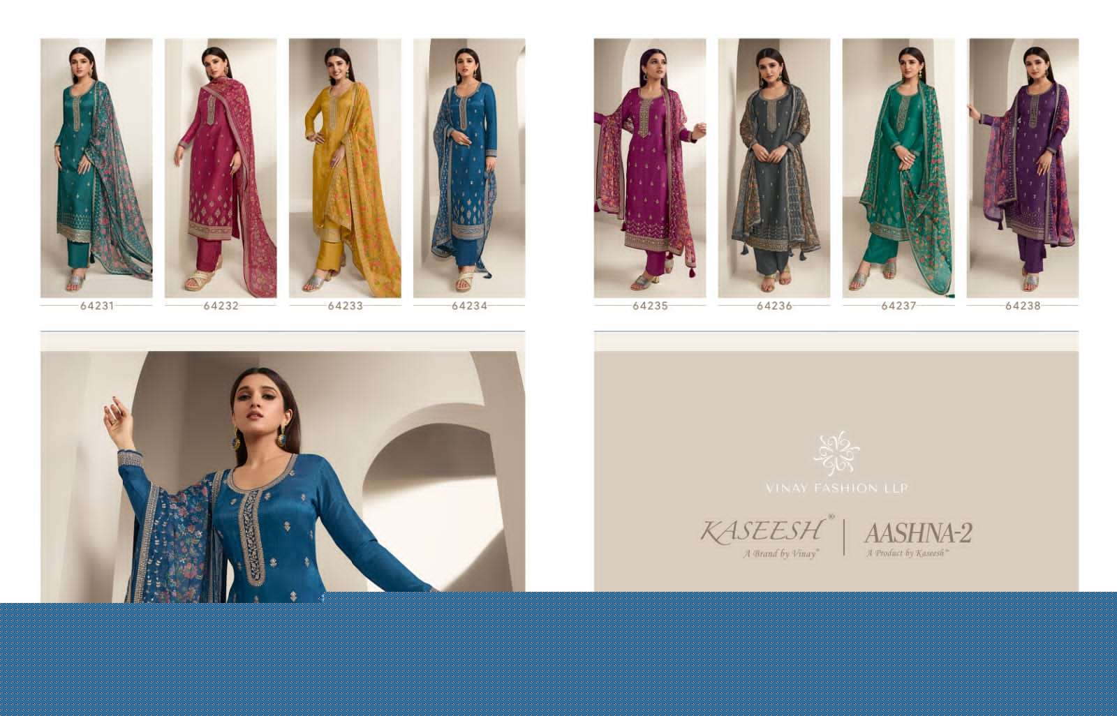 Kaseesh Aashna Vol-2 By Vinay Fashion 64231 To 64238 Series Beautiful Festive Suits Colorful Stylish Fancy Casual Wear & Ethnic Wear Dola Silk Print Dresses At Wholesale Price