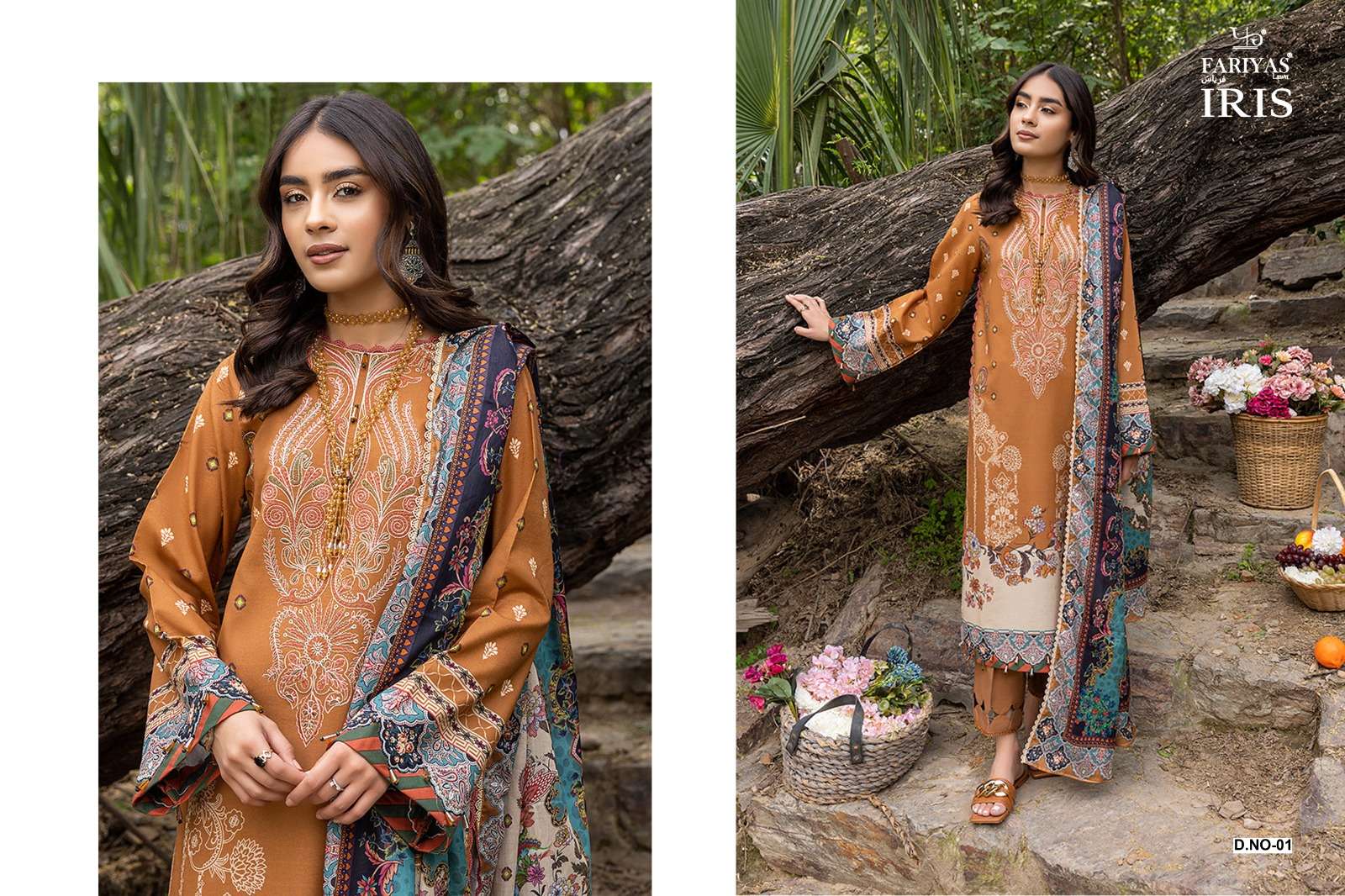 Iris By Fariyas Lawn 01 To 05 Series Pakistani Suits Collection Beautiful Stylish Fancy Colorful Party Wear & Occasional Wear Cambric Digital Print Dresses At Wholesale Price