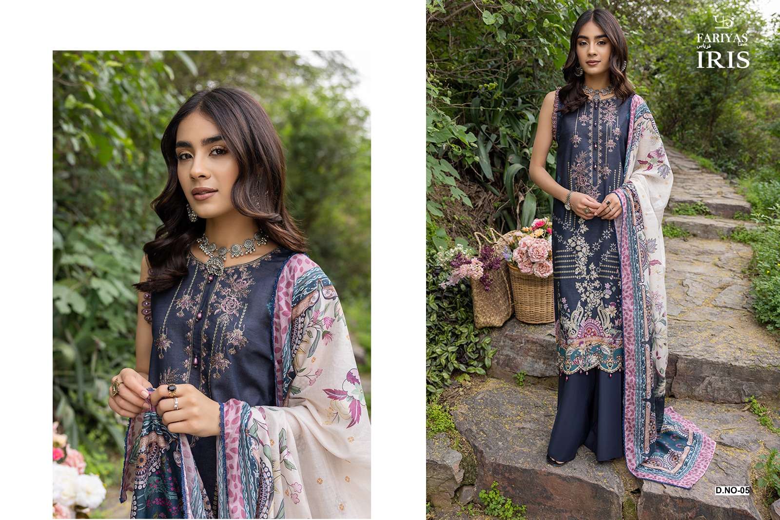 Iris By Fariyas Lawn 01 To 05 Series Pakistani Suits Collection Beautiful Stylish Fancy Colorful Party Wear & Occasional Wear Cambric Digital Print Dresses At Wholesale Price