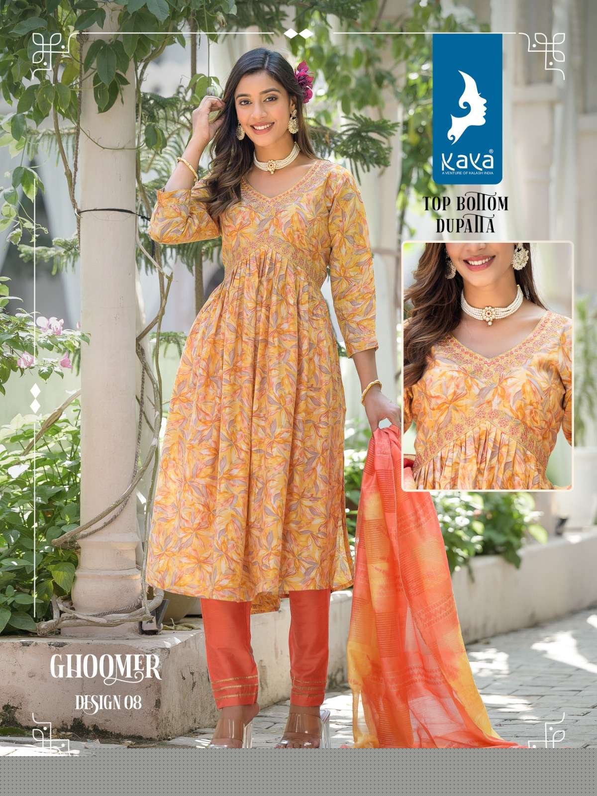 Ghoomer By Kaya 01 To 08 Series Designer Festive Suits Beautiful Fancy Colorful Stylish Party Wear & Occasional Wear Pure Chanderi Print Dresses At Wholesale Price
