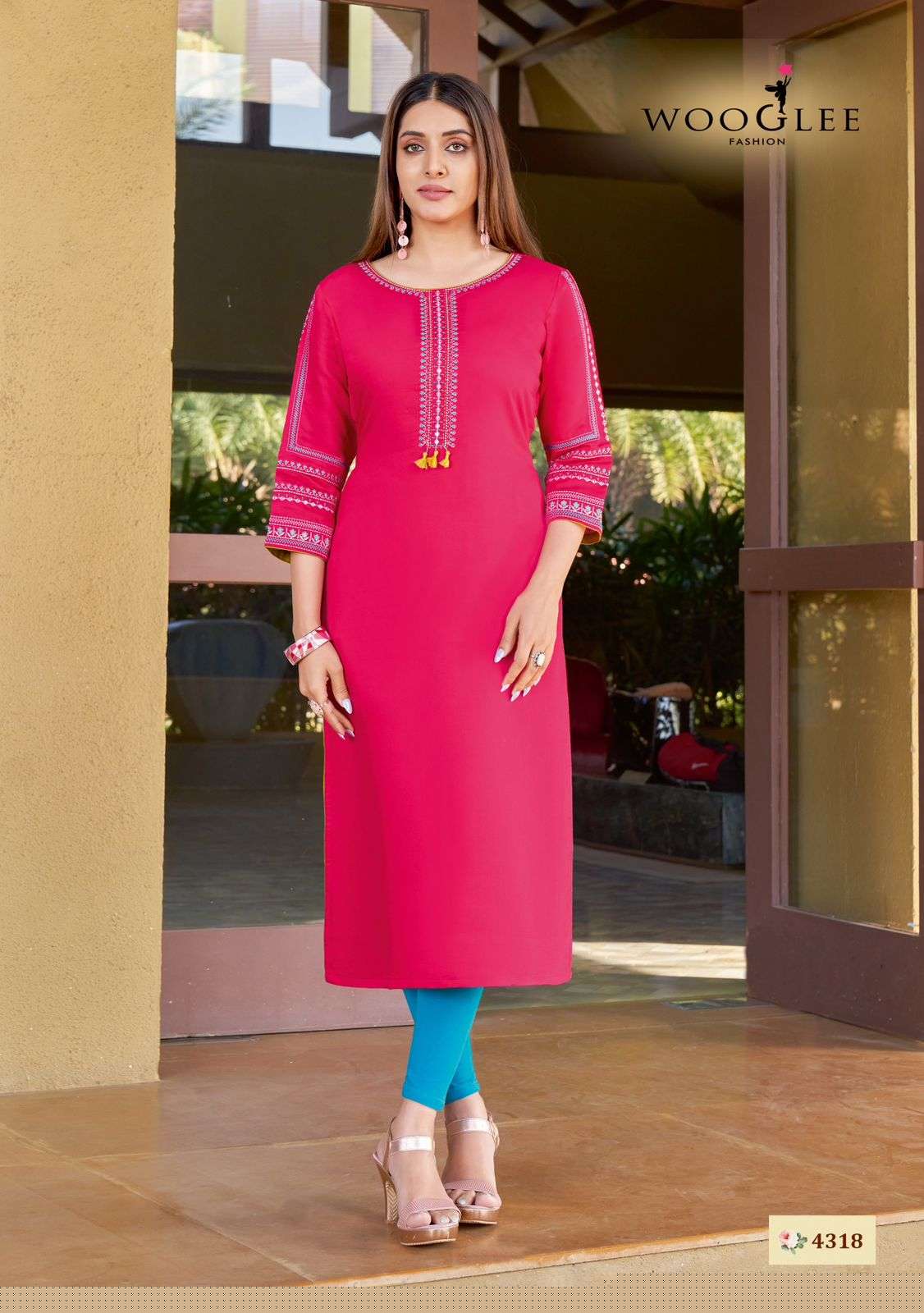 Sakshi Vol-4 By Wooglee 4318 To 4323 Series Designer Stylish Fancy Colorful Beautiful Party Wear & Ethnic Wear Collection Rayon Embroidery Kurtis At Wholesale Price