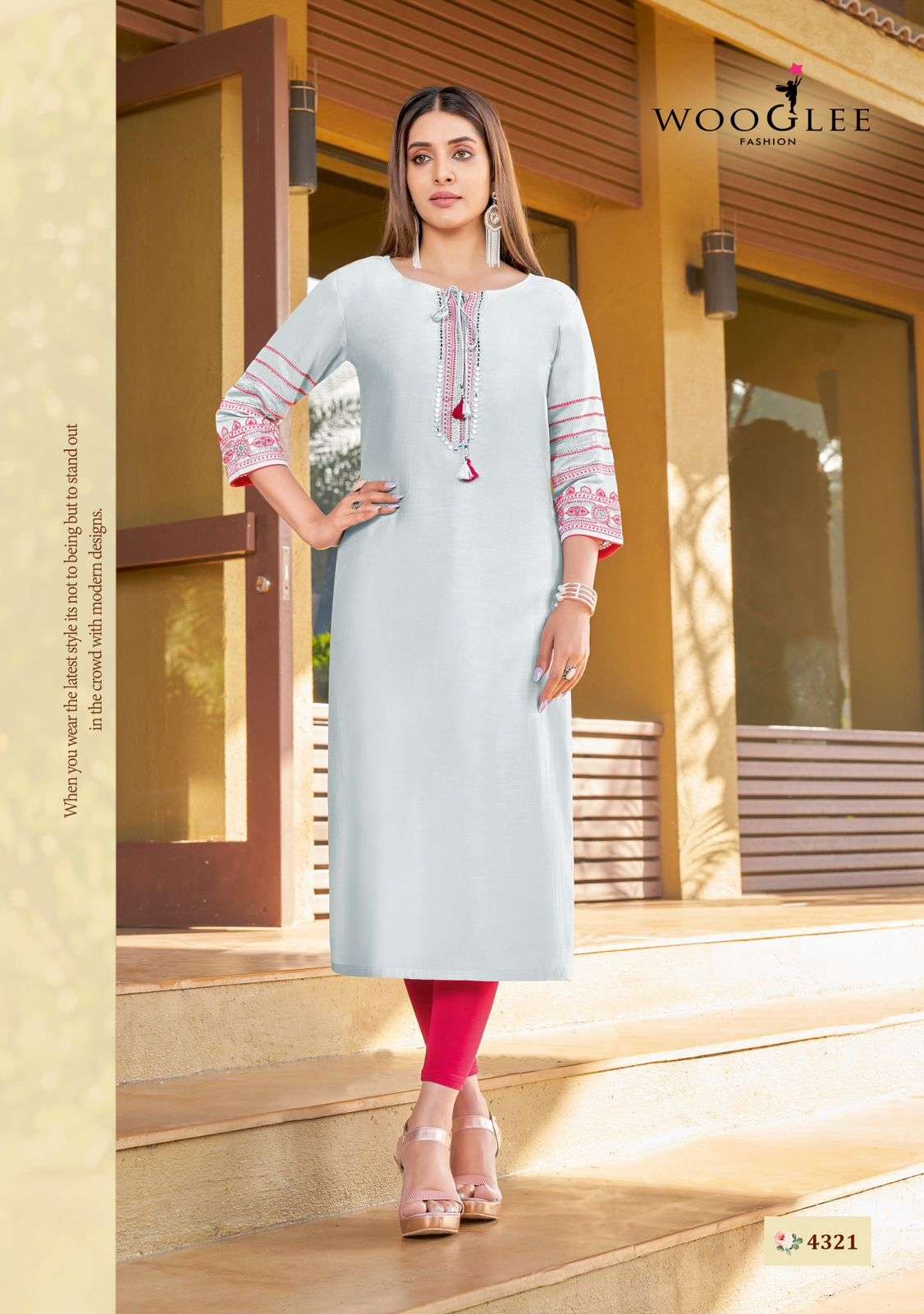 Sakshi Vol-4 By Wooglee 4318 To 4323 Series Designer Stylish Fancy Colorful Beautiful Party Wear & Ethnic Wear Collection Rayon Embroidery Kurtis At Wholesale Price