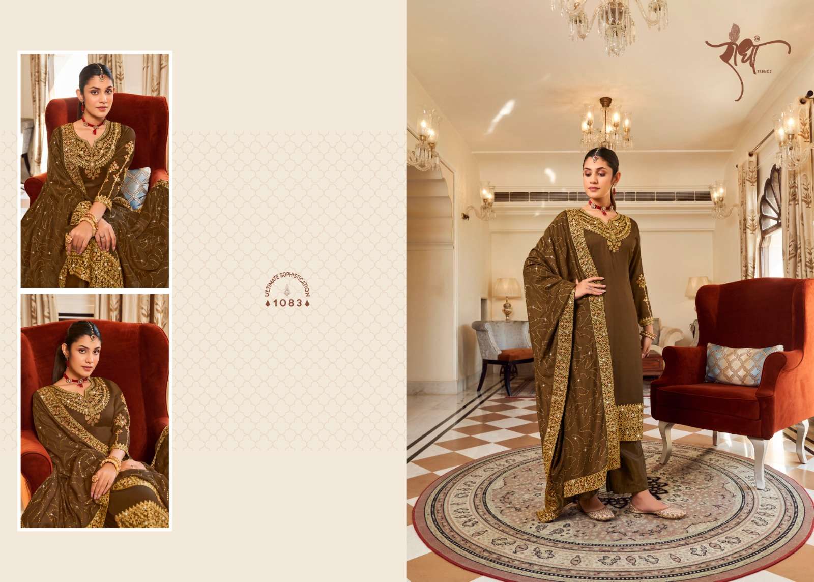 Hoor By Radha Trendz 1081 To 1086 Series Beautiful Stylish Suits Fancy Colorful Casual Wear & Ethnic Wear & Ready To Wear Pure Vichitra Embroidered Dresses At Wholesale Price