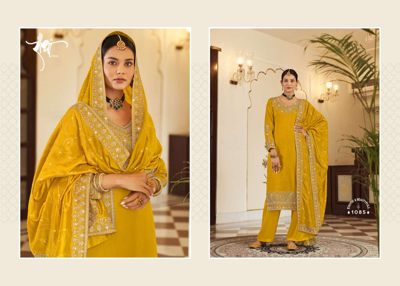 Hoor By Radha Trendz 1081 To 1086 Series Beautiful Stylish Suits Fancy Colorful Casual Wear & Ethnic Wear & Ready To Wear Pure Vichitra Embroidered Dresses At Wholesale Price
