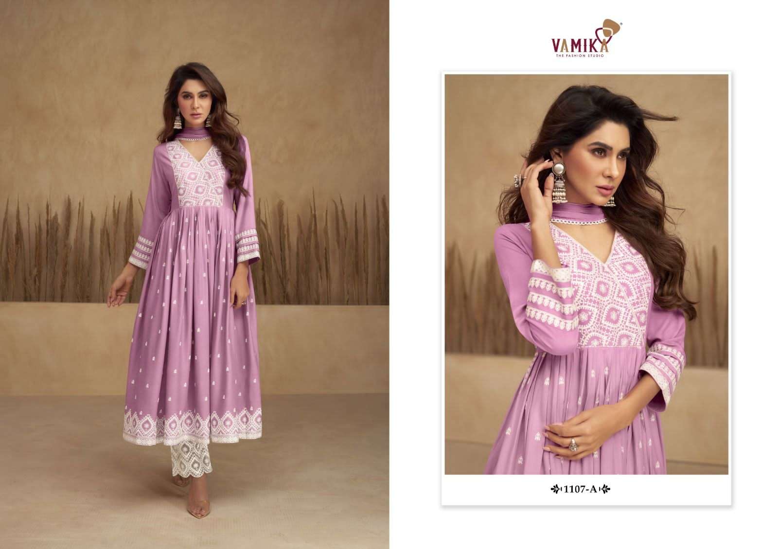 Aadhira Vol-5 By Vamika 1107-A To 1107-E Series Beautiful Sharara Suits Colorful Stylish Fancy Casual Wear & Ethnic Wear Pure Viscose Rayon Embroidery Dresses At Wholesale Price