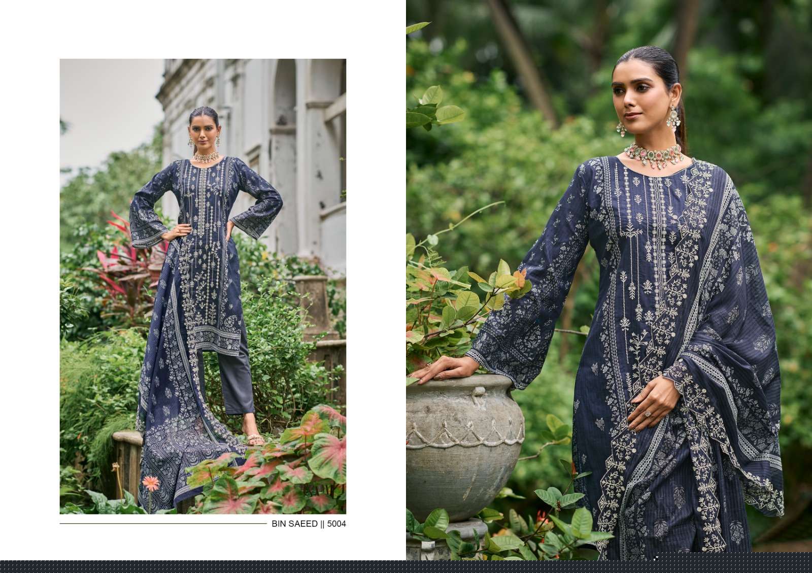 Bin Saeed Lawn Collection Vol-5 By Shraddha Designer 50001 To 50004 Series Designer Pakistani Suits Beautiful Fancy Stylish Colorful Party Wear & Occasional Wear Pure Cotton Print With Embroidery Dresses At Wholesale Price