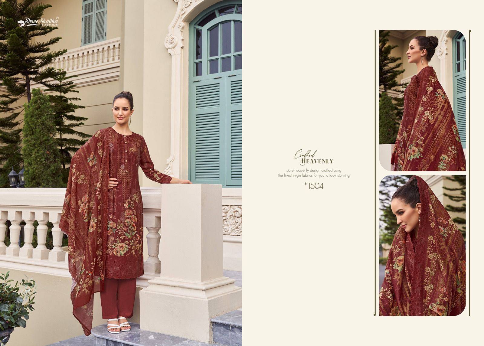 Shalika Vol-105 By Shree Shalika Fashion 1501 To 1508 Series Designer Festive Festive Suits Collection Beautiful Stylish Fancy Colorful Party Wear & Occasional Wear Cotton Digital Print With Embroidery Dresses At Wholesale Price