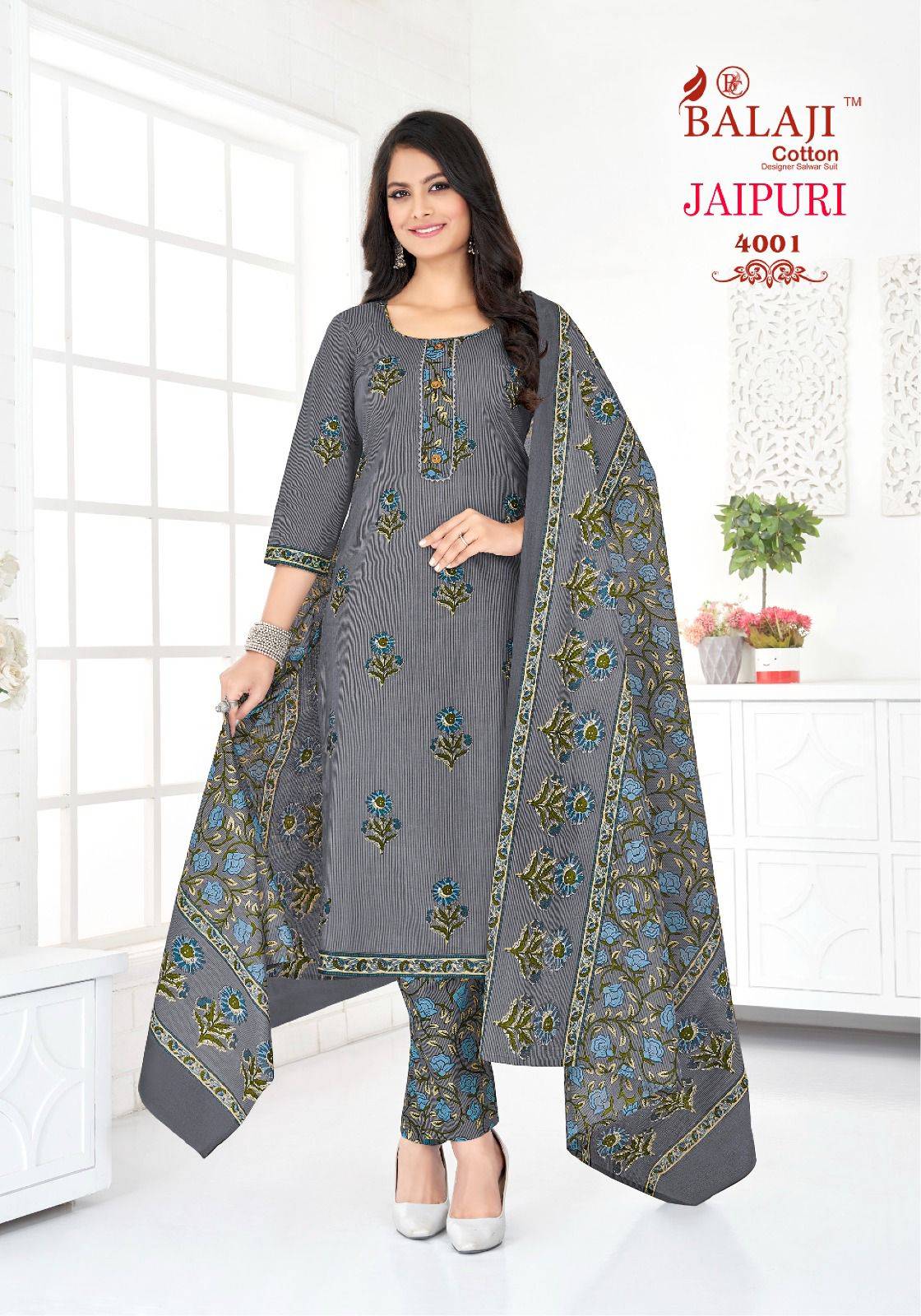 Jaipuri Vol-4 By Balaji Cotton 4001 To 4012 Series Beautiful Festive Suits Colorful Stylish Fancy Casual Wear & Ethnic Wear Cotton Print Dresses At Wholesale Price