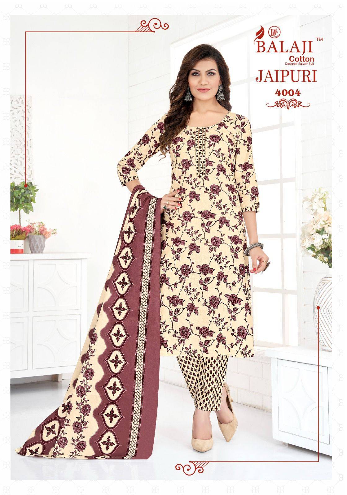 Jaipuri Vol-4 By Balaji Cotton 4001 To 4012 Series Beautiful Festive Suits Colorful Stylish Fancy Casual Wear & Ethnic Wear Cotton Print Dresses At Wholesale Price