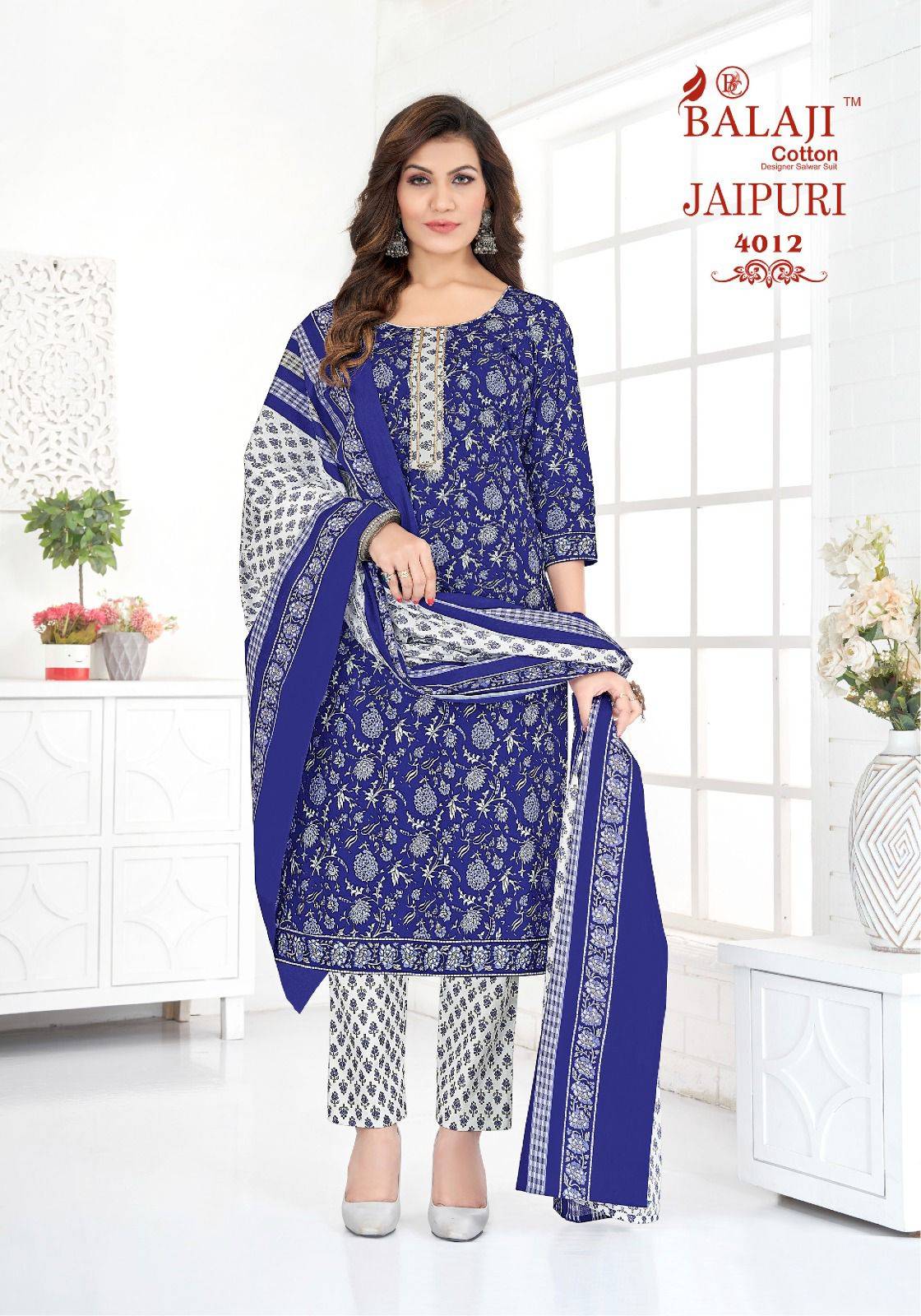 Jaipuri Vol-4 By Balaji Cotton 4001 To 4012 Series Beautiful Festive Suits Colorful Stylish Fancy Casual Wear & Ethnic Wear Cotton Print Dresses At Wholesale Price