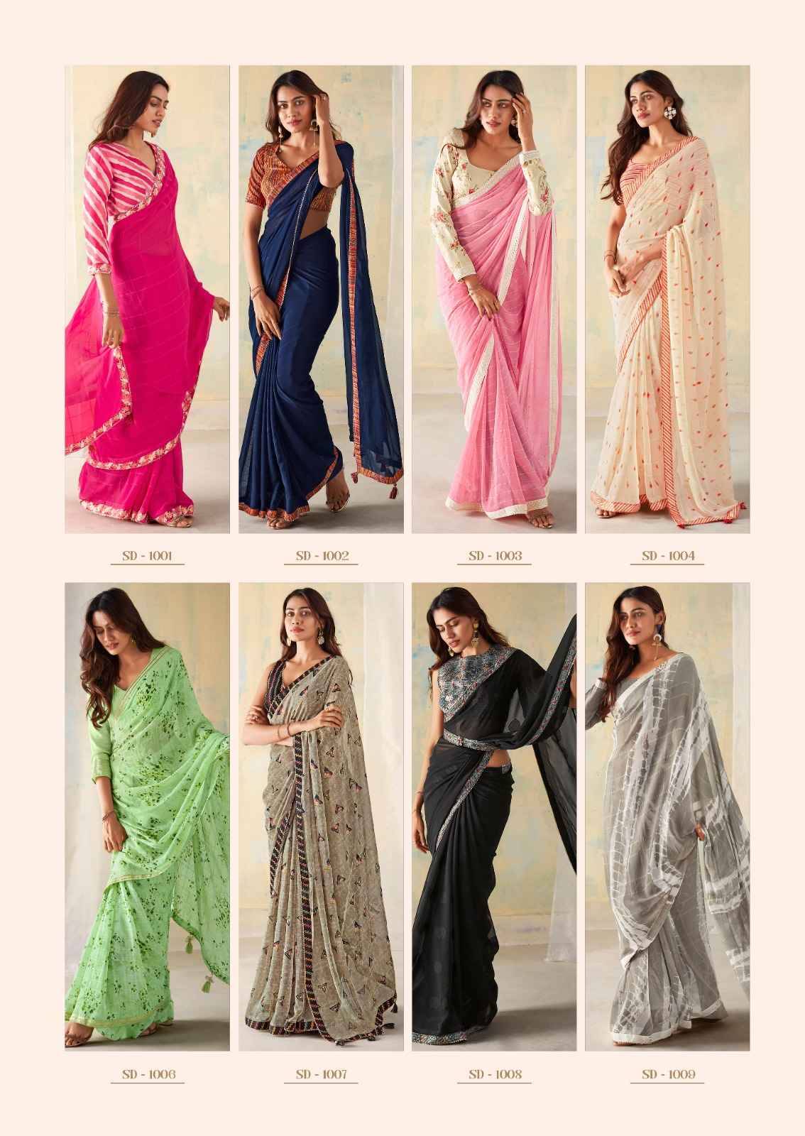 Sadi By SR 1001 To 1010 Series Indian Traditional Wear Collection Beautiful Stylish Fancy Colorful Party Wear & Occasional Wear Georgette Print Sarees At Wholesale Price