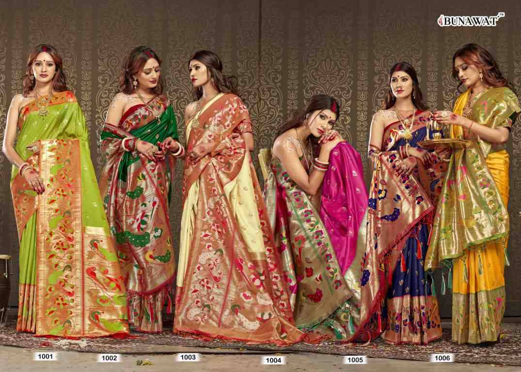 Aaradhna By Bunawat 1001 To 1006 Series Indian Traditional Wear Collection Beautiful Stylish Fancy Colorful Party Wear & Occasional Wear Soft Weaving Silk Sarees At Wholesale Price