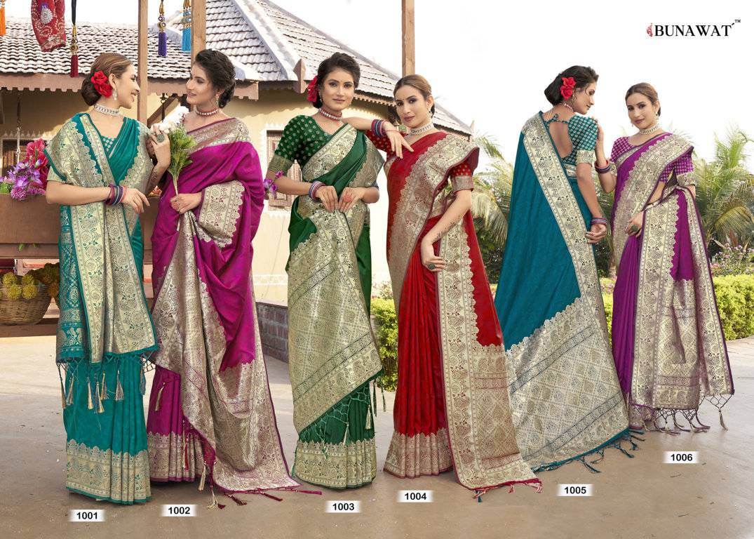 Lavanya By Bunawat 1001 To 1006 Series Indian Traditional Wear Collection Beautiful Stylish Fancy Colorful Party Wear & Occasional Wear Banarasi Silk Sarees At Wholesale Price
