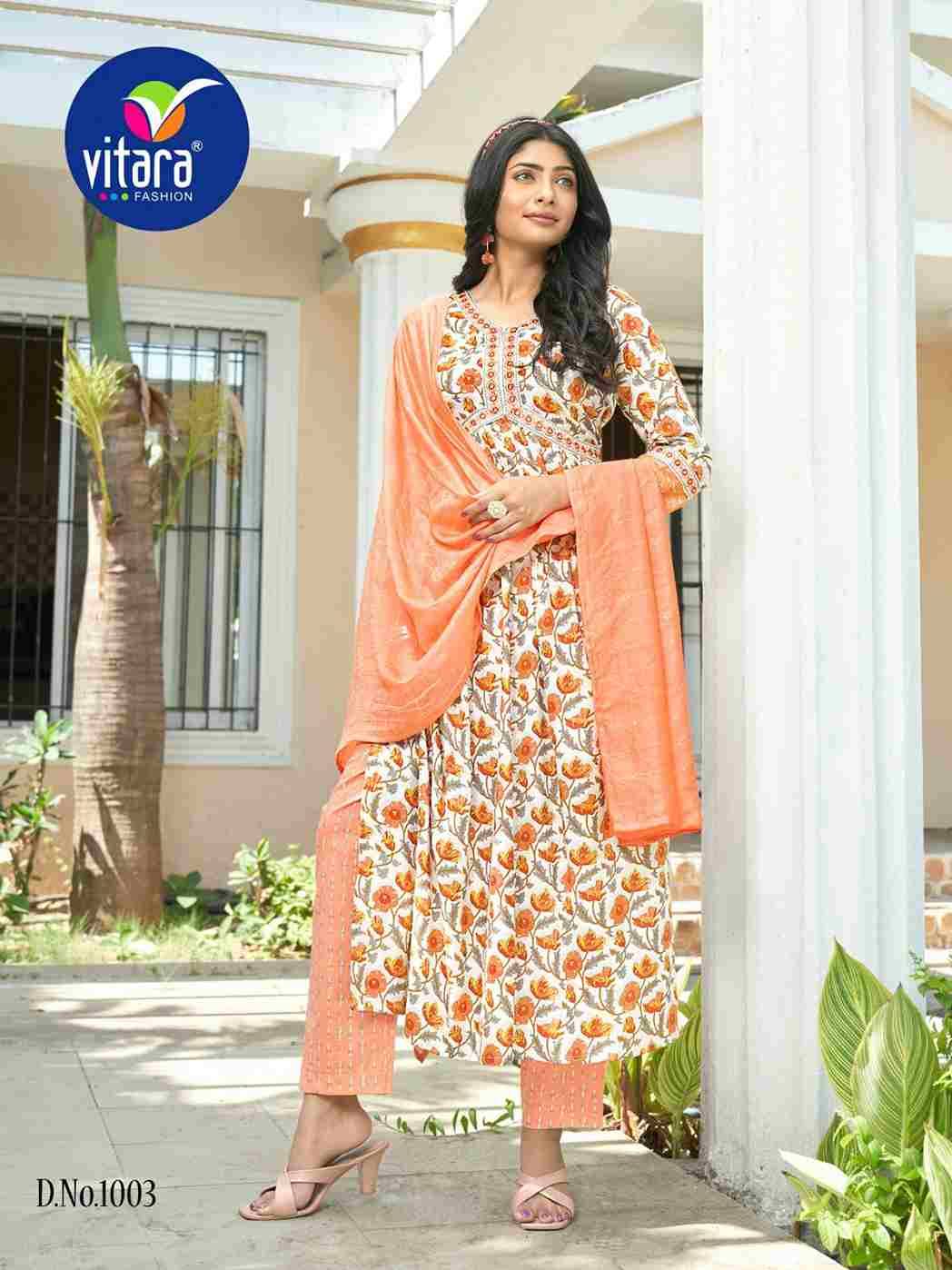 Sentosa By Vitara 1001 To 1004 Series Beautiful Stylish Suits Fancy Colorful Casual Wear & Ethnic Wear & Ready To Wear Rayon Print Dresses At Wholesale Price