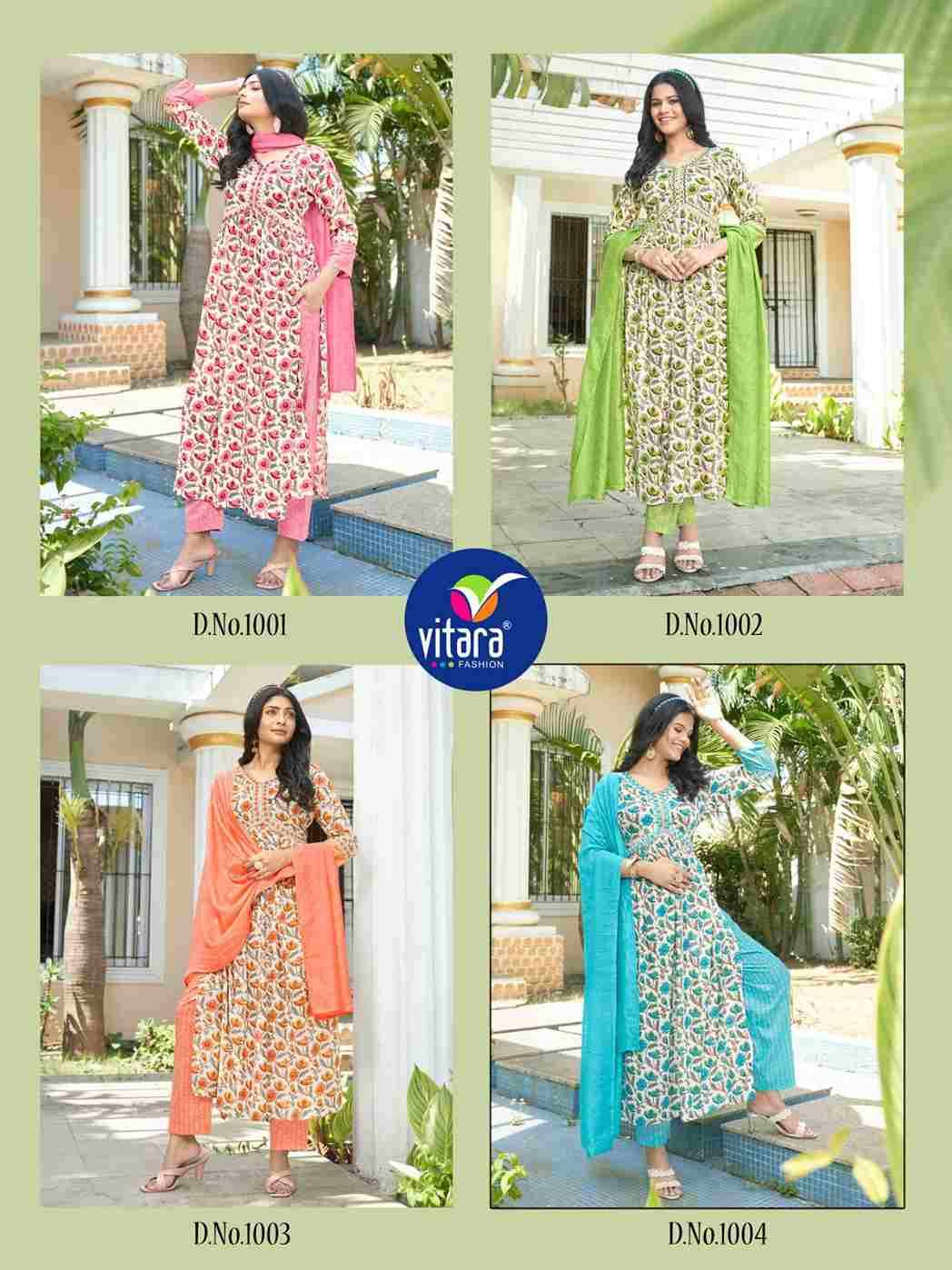 Sentosa By Vitara 1001 To 1004 Series Beautiful Stylish Suits Fancy Colorful Casual Wear & Ethnic Wear & Ready To Wear Rayon Print Dresses At Wholesale Price