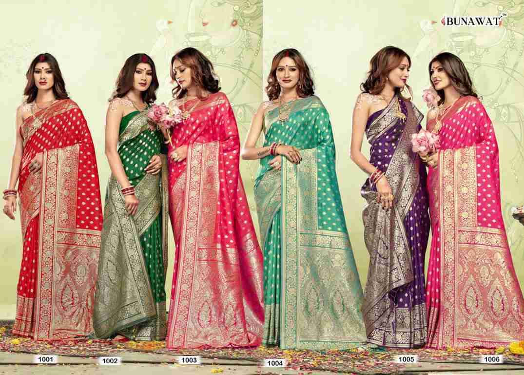 Kia Silk By Bunawat 1001 To 1006 Series Indian Traditional Wear Collection Beautiful Stylish Fancy Colorful Party Wear & Occasional Wear Banarasi Silk Sarees At Wholesale Price