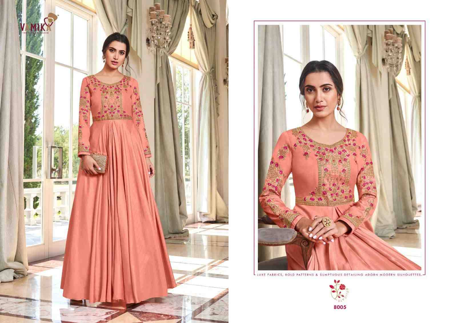 Kaseesh By Vamika 8001 To 8008 Series Designer Stylish Fancy Colorful Beautiful Party Wear & Ethnic Wear Collection Muslin Silk Gown At Wholesale Price