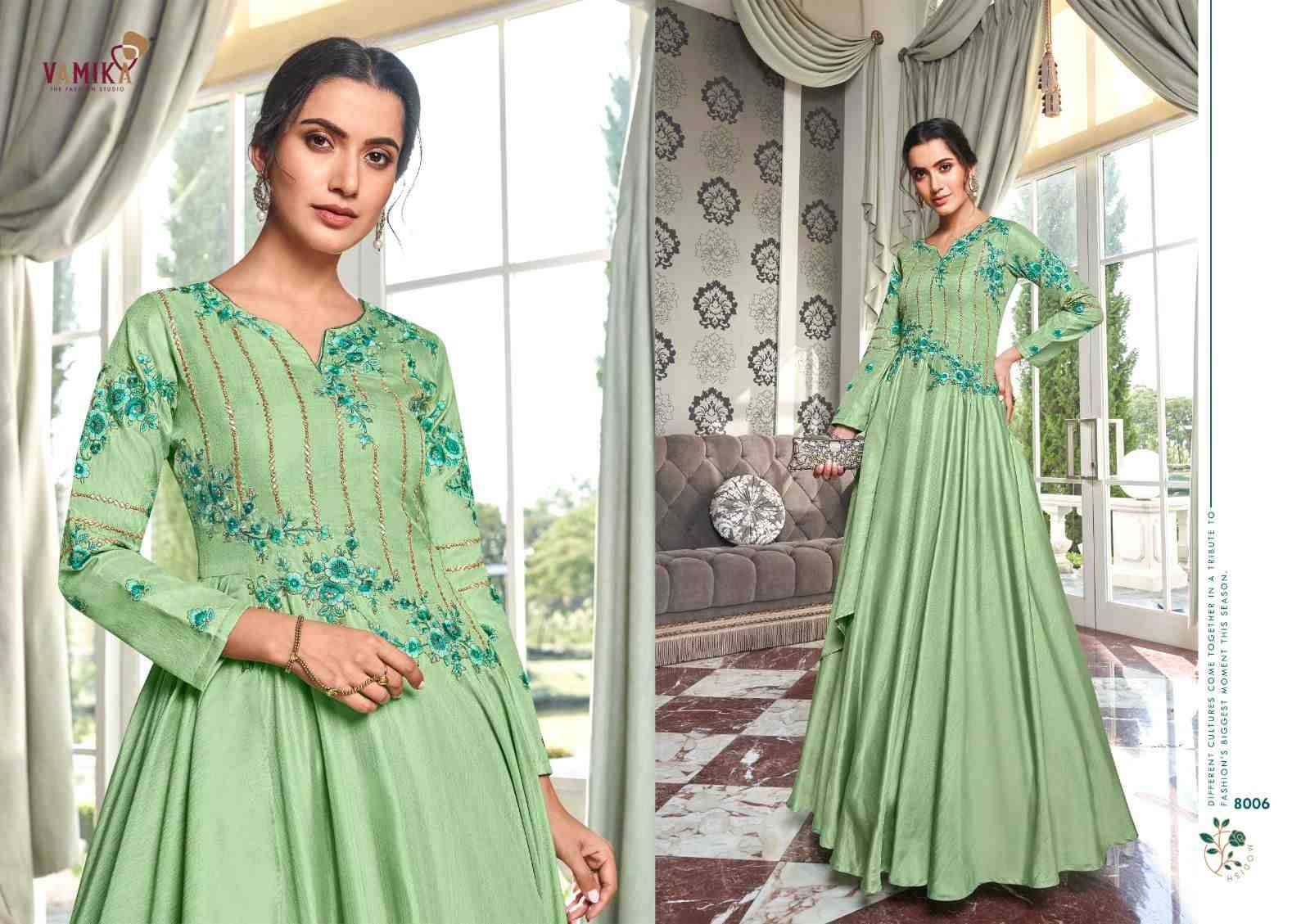 Kaseesh By Vamika 8001 To 8008 Series Designer Stylish Fancy Colorful Beautiful Party Wear & Ethnic Wear Collection Muslin Silk Gown At Wholesale Price
