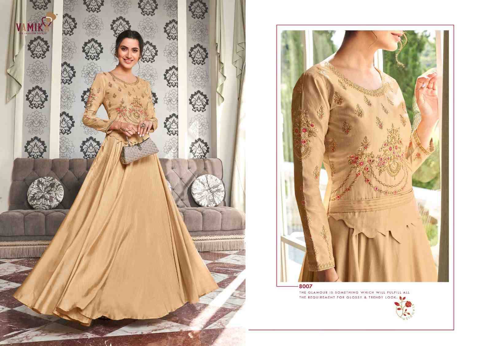 Kaseesh By Vamika 8001 To 8008 Series Designer Stylish Fancy Colorful Beautiful Party Wear & Ethnic Wear Collection Muslin Silk Gown At Wholesale Price