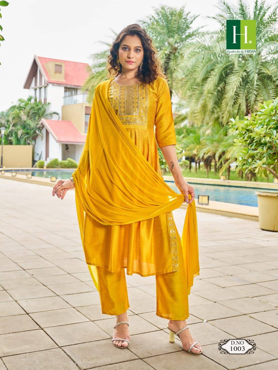 Sindoor By Hirwa 1001 To 1006 Series Beautiful Stylish Festive Suits Fancy Colorful Casual Wear & Ethnic Wear & Ready To Wear Pure Slub Silk Print Dresses At Wholesale Price