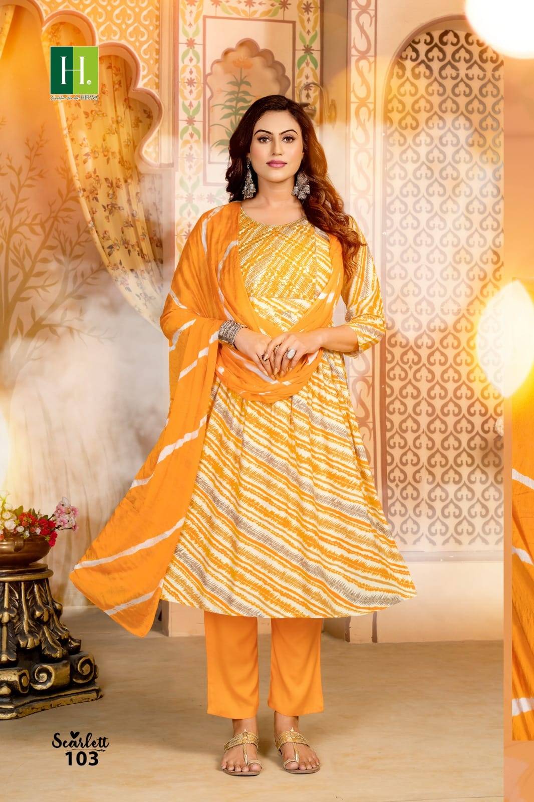 Scarlett By Hirwa 101 To 106 Series Beautiful Stylish Festive Suits Fancy Colorful Casual Wear & Ethnic Wear & Ready To Wear Rayon Foil Dresses At Wholesale Price