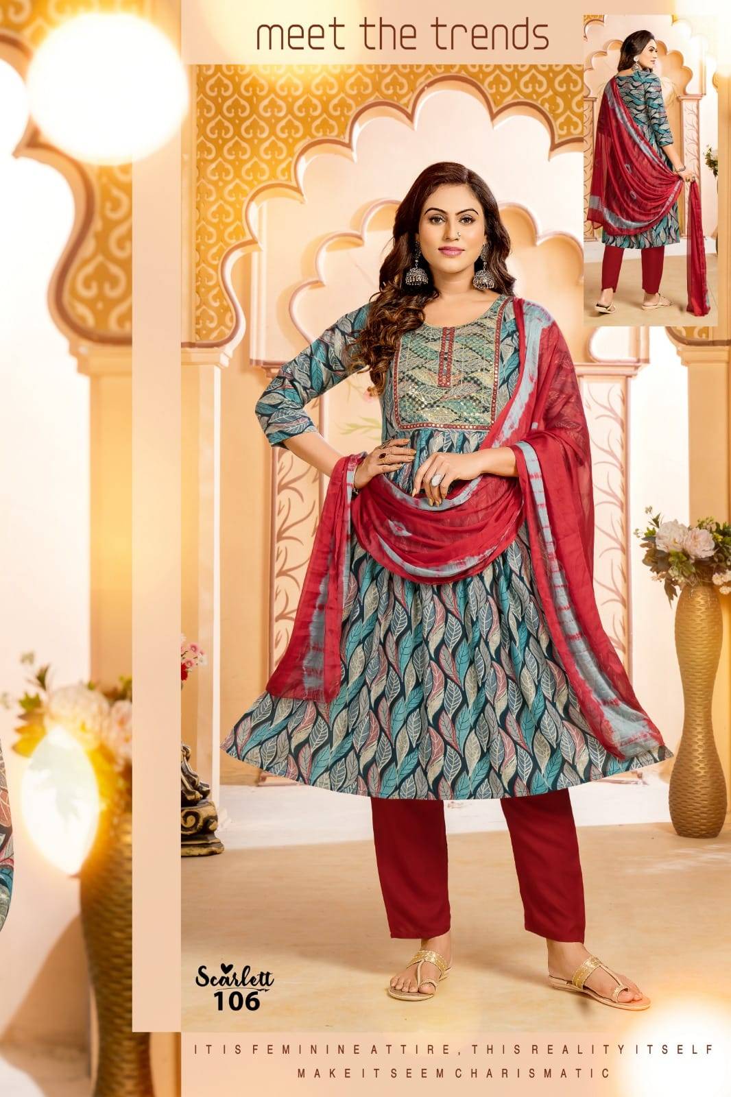 Scarlett By Hirwa 101 To 106 Series Beautiful Stylish Festive Suits Fancy Colorful Casual Wear & Ethnic Wear & Ready To Wear Rayon Foil Dresses At Wholesale Price