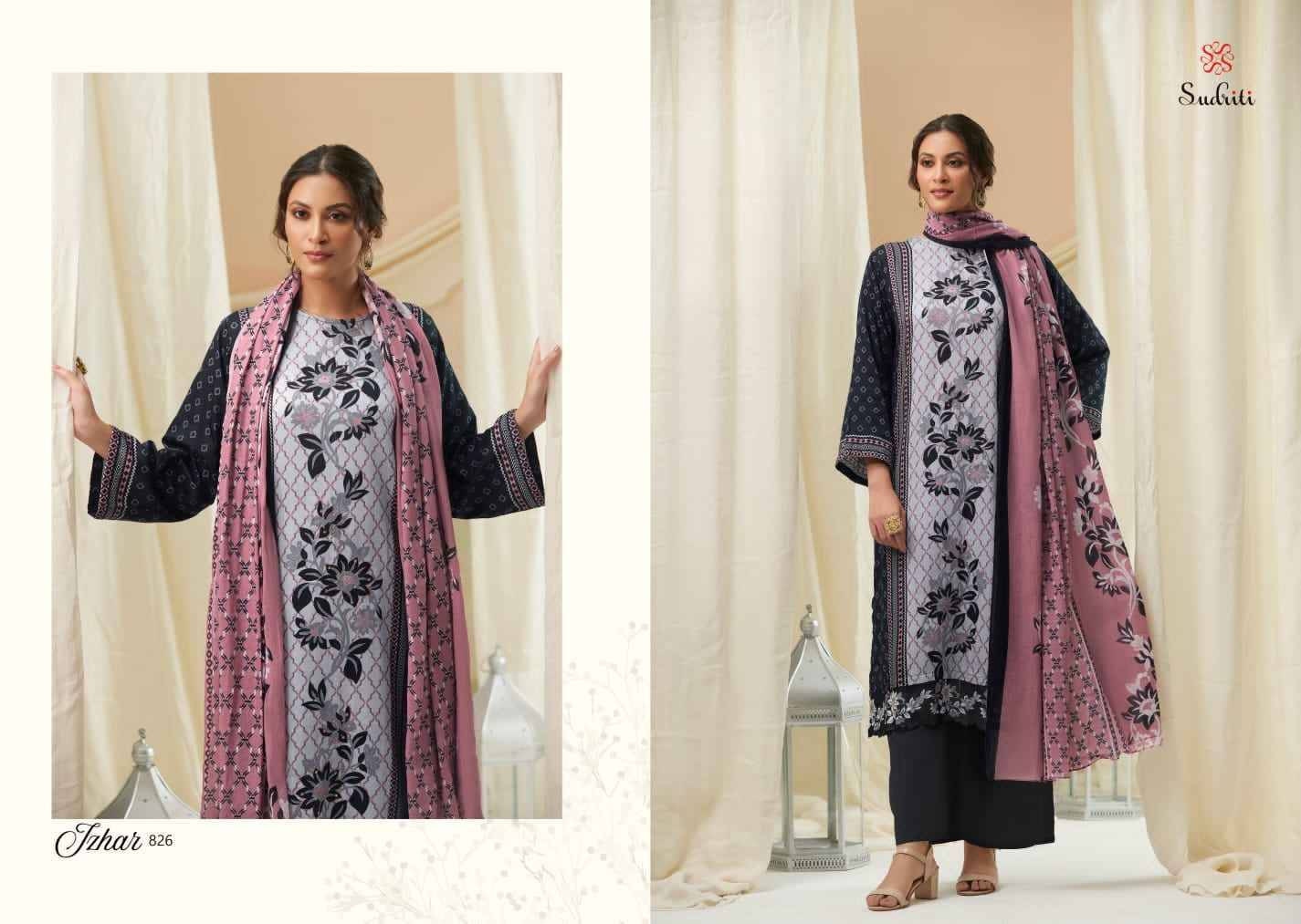 Izhar By Sudriti Beautiful Stylish Festive Suits Fancy Colorful Casual Wear & Ethnic Wear & Ready To Wear Pure Cotton Satin Digital Print Dresses At Wholesale Price