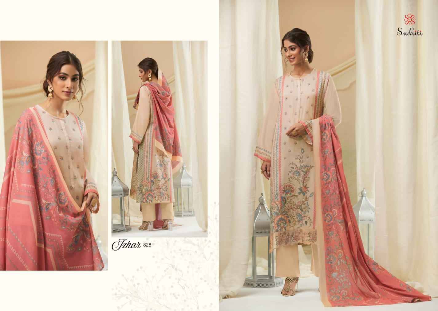 Izhar By Sudriti Beautiful Stylish Festive Suits Fancy Colorful Casual Wear & Ethnic Wear & Ready To Wear Pure Cotton Satin Digital Print Dresses At Wholesale Price