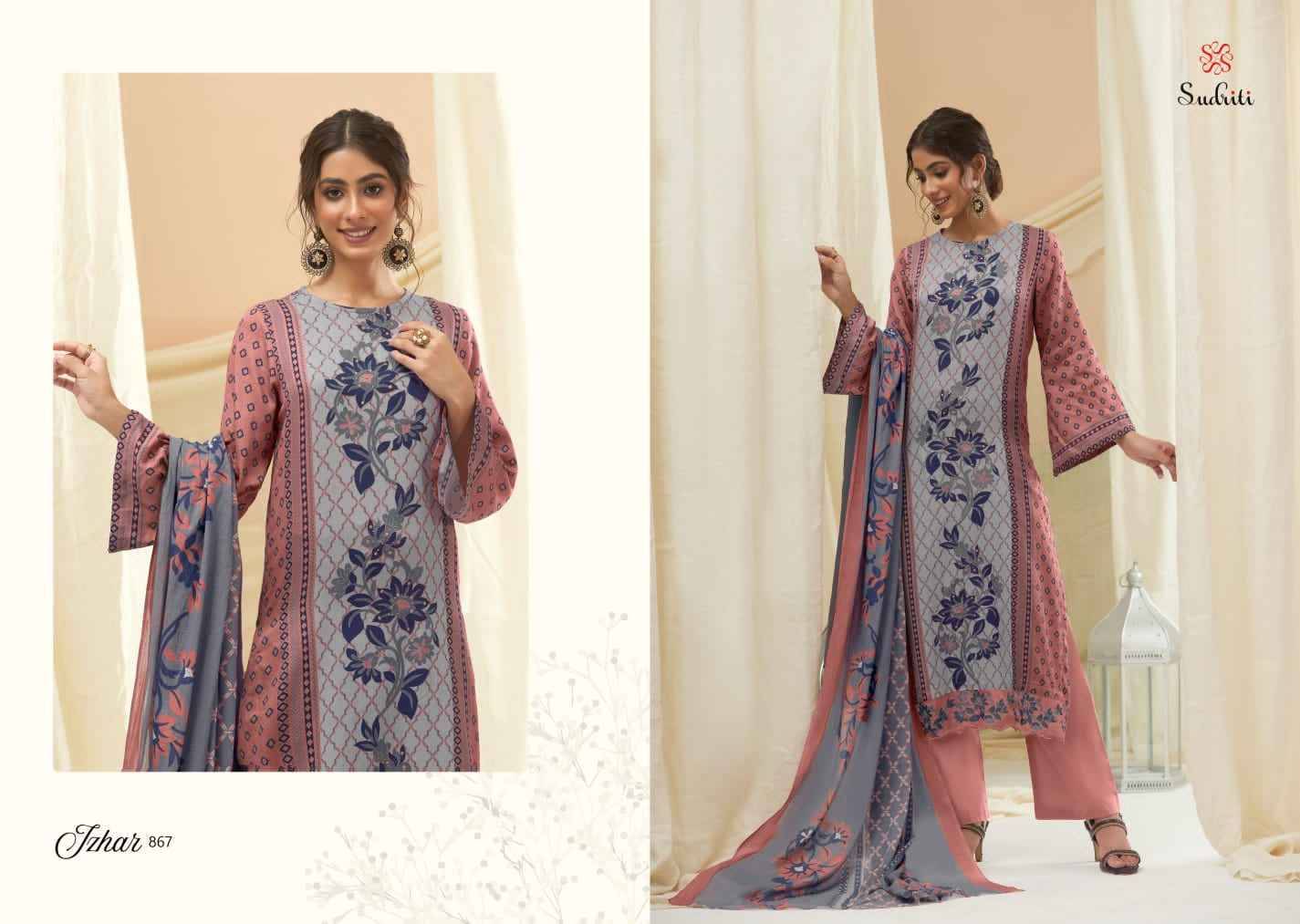 Izhar By Sudriti Beautiful Stylish Festive Suits Fancy Colorful Casual Wear & Ethnic Wear & Ready To Wear Pure Cotton Satin Digital Print Dresses At Wholesale Price