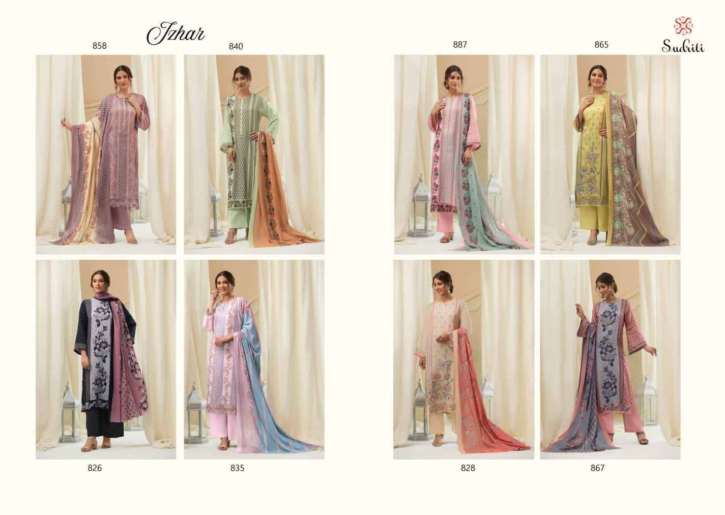 Izhar By Sudriti Beautiful Stylish Festive Suits Fancy Colorful Casual Wear & Ethnic Wear & Ready To Wear Pure Cotton Satin Digital Print Dresses At Wholesale Price