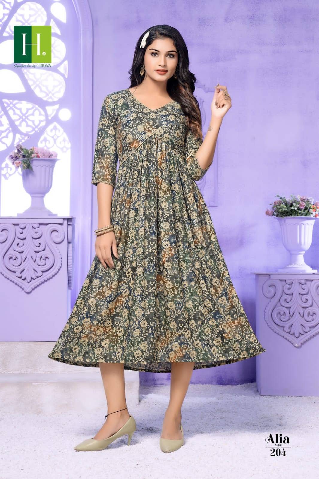 Alia Vol-2 By Hirwa 201 To 206 Series Designer Stylish Fancy Colorful Beautiful Party Wear & Ethnic Wear Collection Rayon Foil Kurtis At Wholesale Price