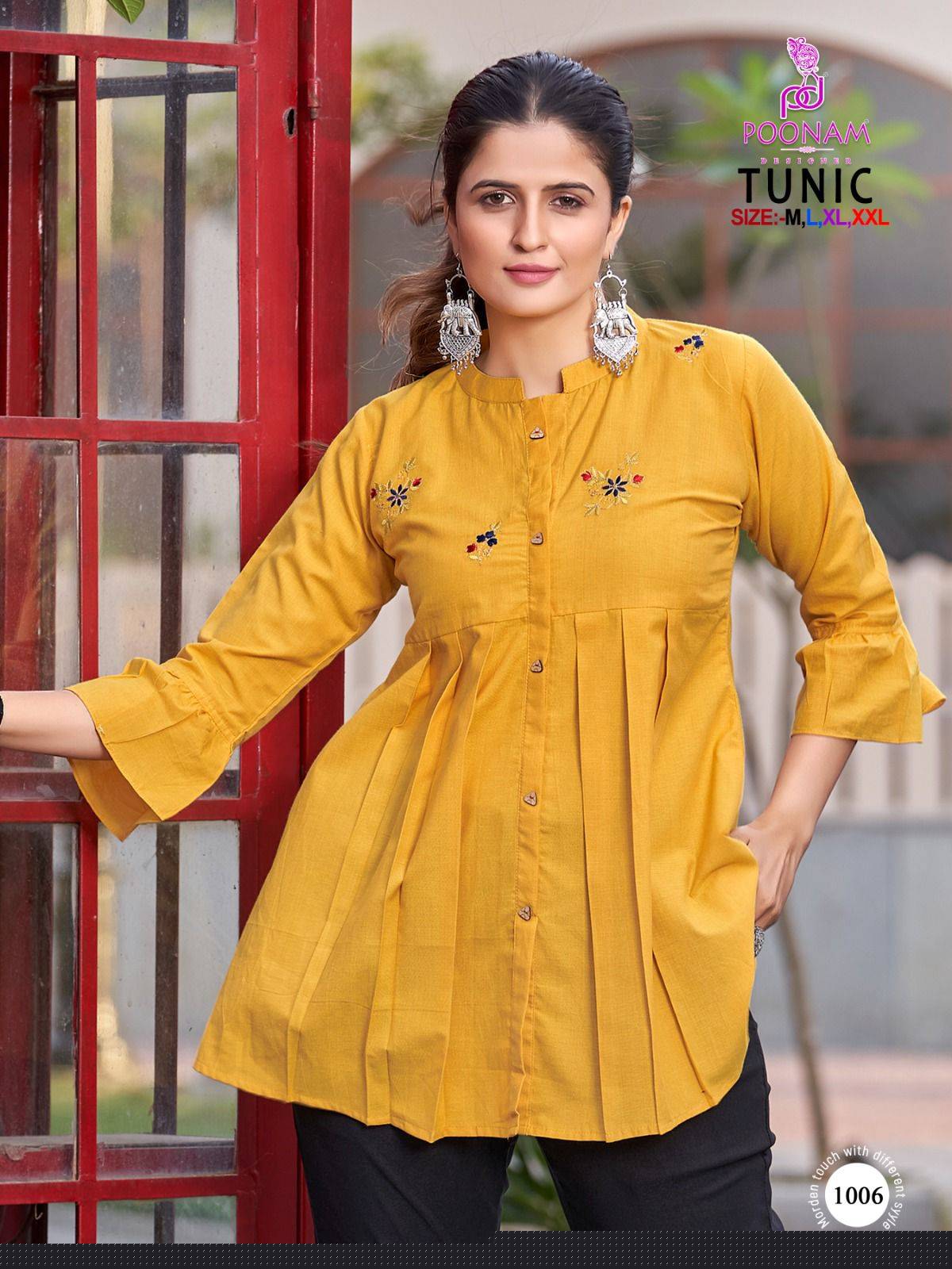 Tunic By Poonam Designer 1001 To 1006 Series Designer Stylish Fancy Colorful Beautiful Party Wear & Ethnic Wear Collection Pure Cotton Print Tops At Wholesale Price