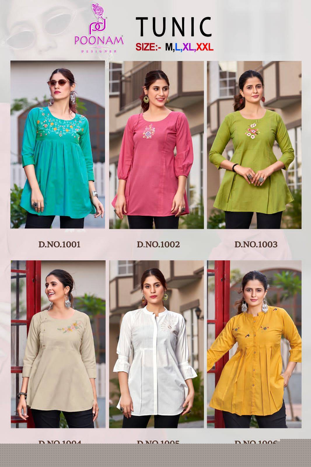 Tunic By Poonam Designer 1001 To 1006 Series Designer Stylish Fancy Colorful Beautiful Party Wear & Ethnic Wear Collection Pure Cotton Print Tops At Wholesale Price