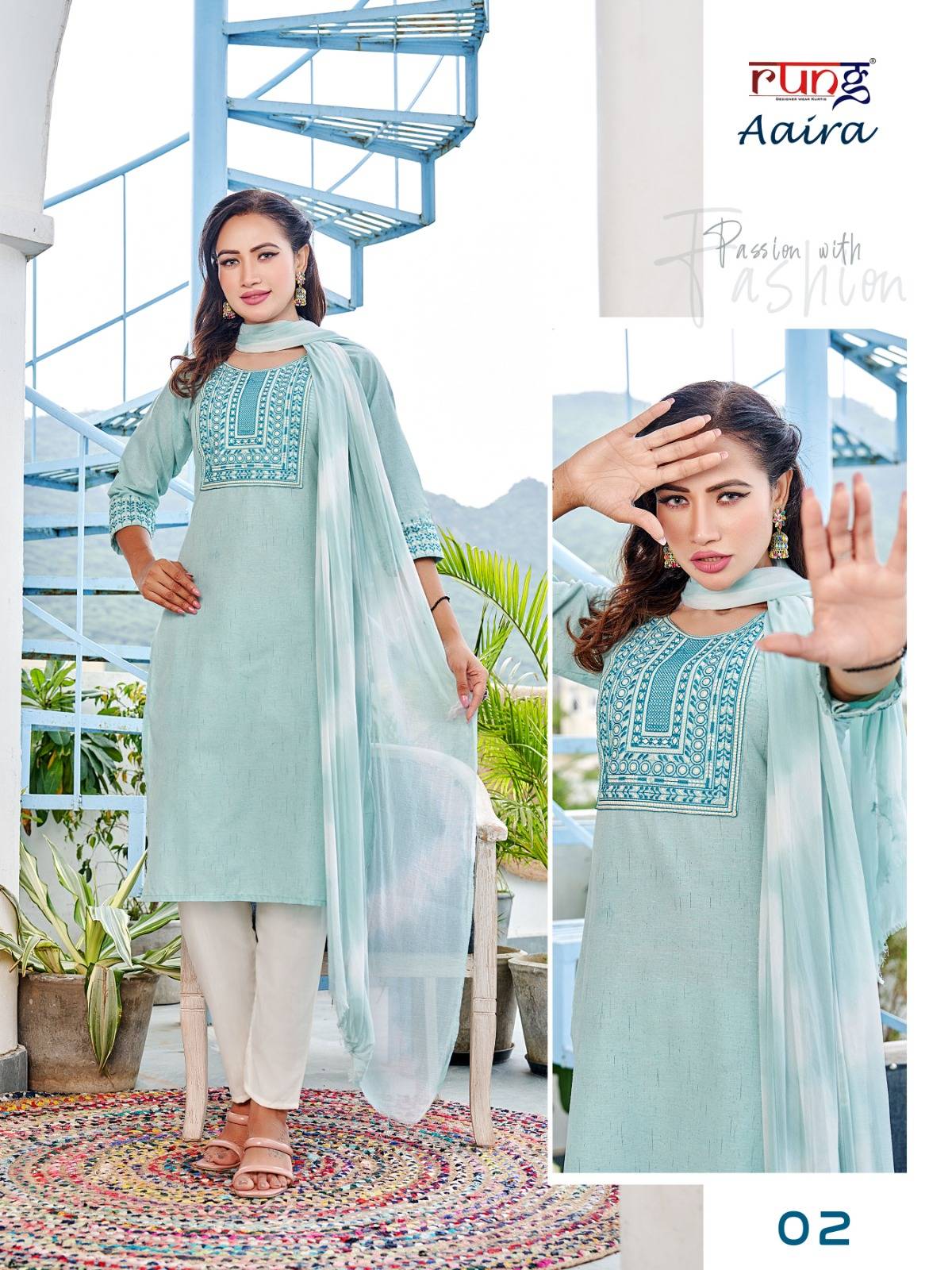 Aaira By Rung 1001 To 1006 Series Beautiful Stylish Suits Fancy Colorful Casual Wear & Ethnic Wear & Ready To Wear Cotton Embroidered Dresses At Wholesale Price