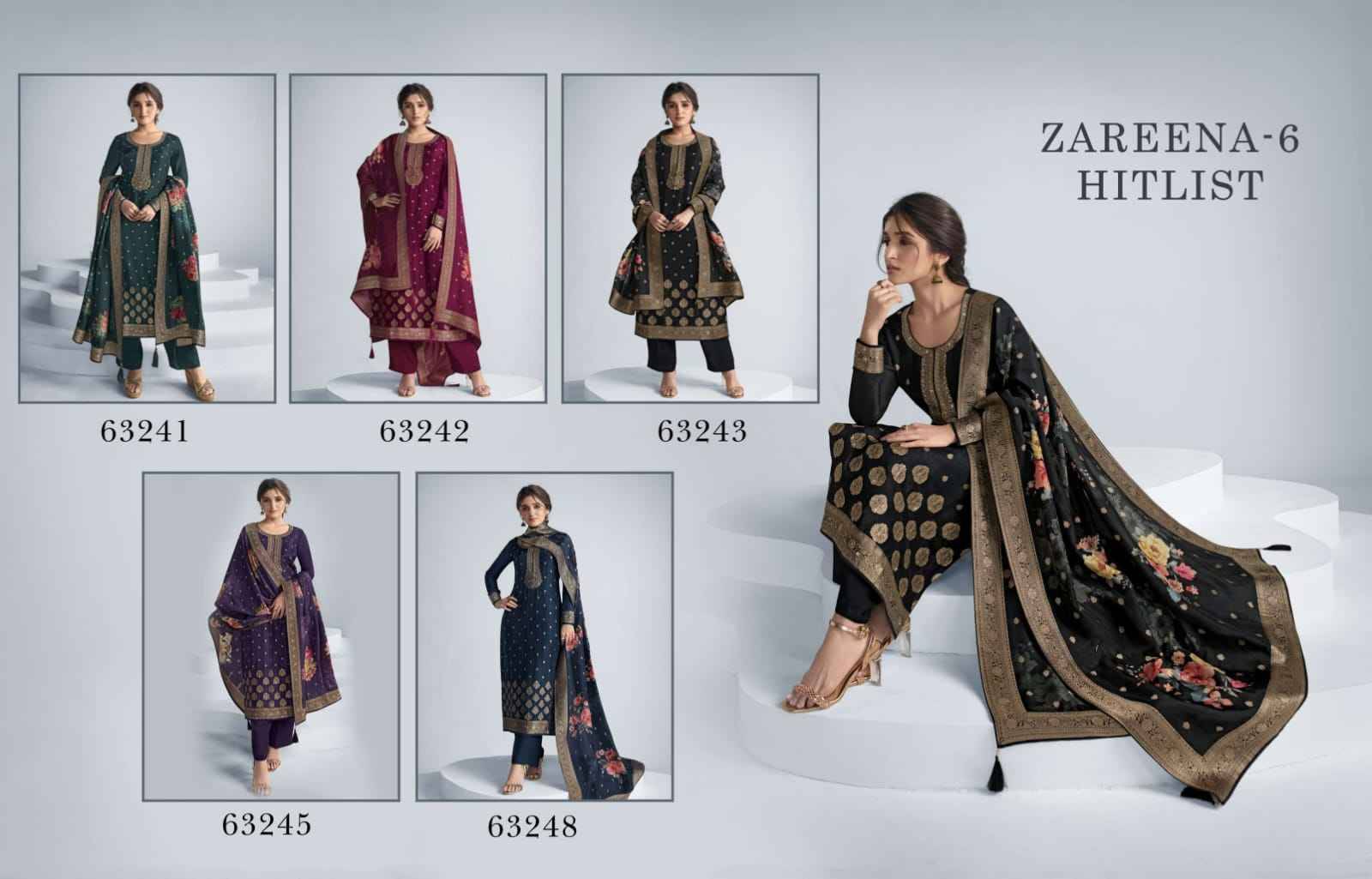 Kaseesh Zareena Vol-6 Hitlist By Vinay Fashion Beautiful Suits Colorful Stylish Fancy Casual Wear & Ethnic Wear Pure Dola Jacquard Dresses At Wholesale Price