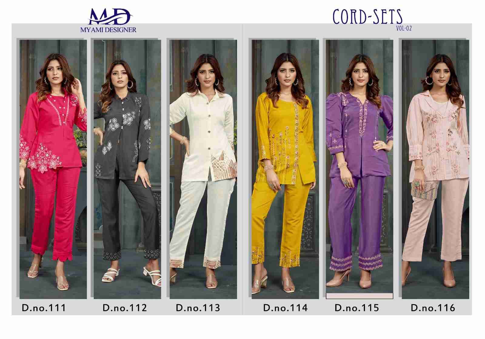 Co-Ord Vol-2 By Myami Designer 111 To 116 Series Designer Stylish Fancy Colorful Beautiful Party Wear & Ethnic Wear Collection Viscose Co-Ord At Wholesale Price