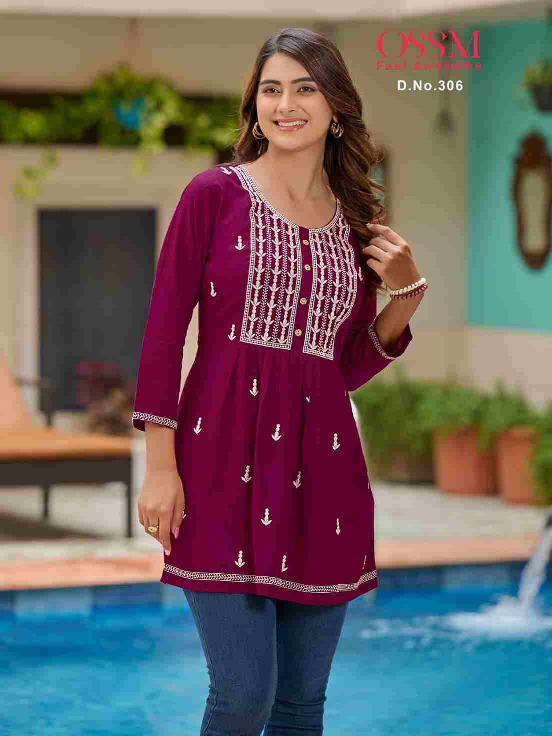 Nora Vol-3 By Ossm 301 To 306 Series Designer Stylish Fancy Colorful Beautiful Party Wear & Ethnic Wear Collection Rayon Slub Tops At Wholesale Price