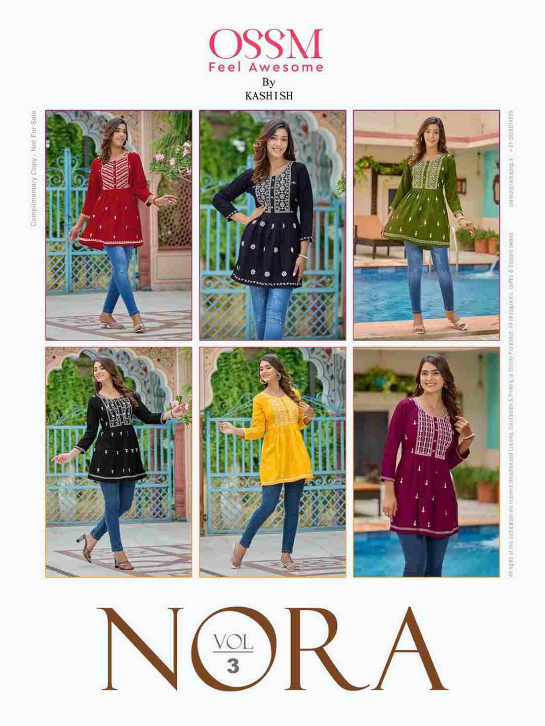 Nora Vol-3 By Ossm 301 To 306 Series Designer Stylish Fancy Colorful Beautiful Party Wear & Ethnic Wear Collection Rayon Slub Tops At Wholesale Price