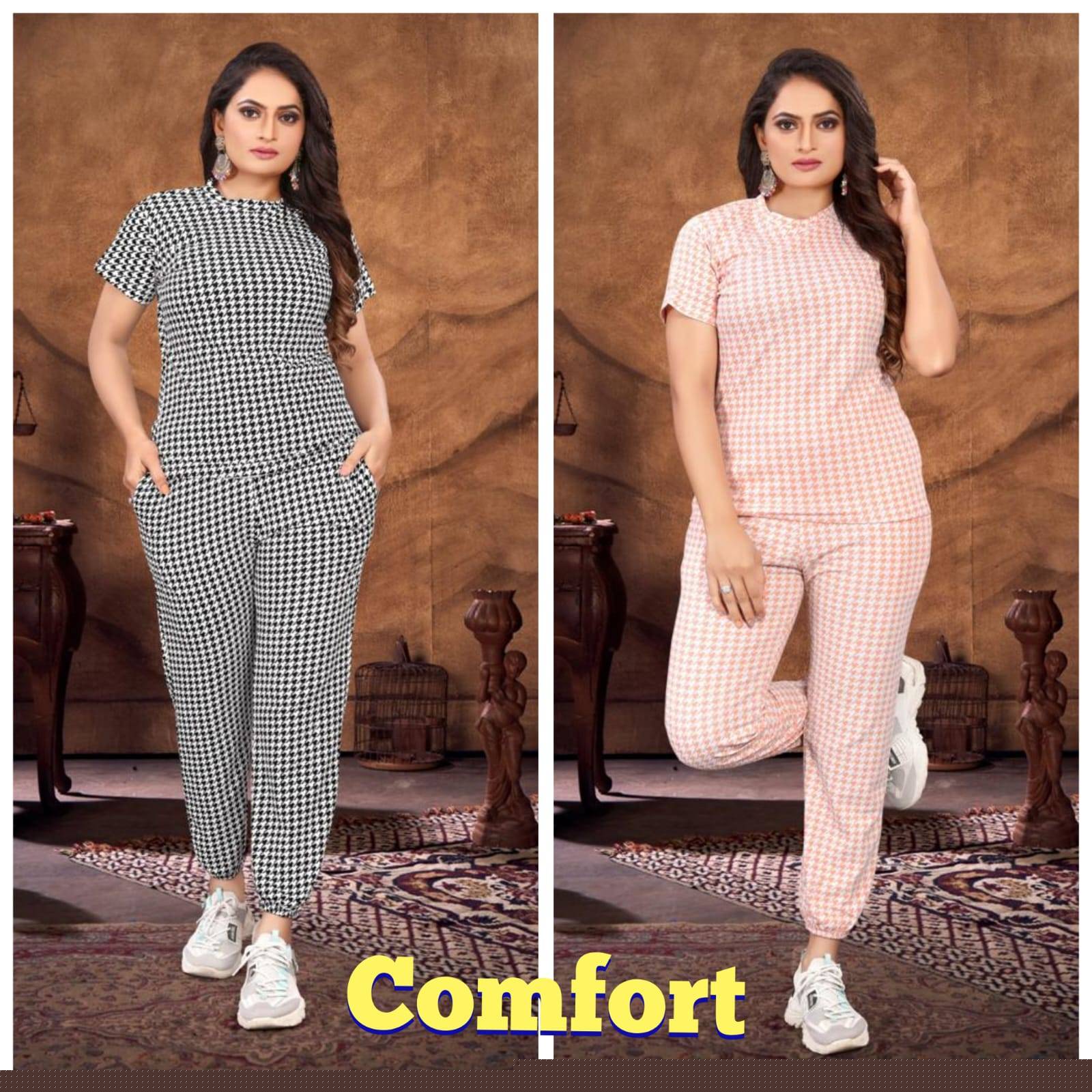 Comfort By Kaamiri 1001 To 1002 Series Beautiful Stylish Fancy Colorful Casual Wear & Ethnic Wear Valentino Print Night Suits At Wholesale Price
