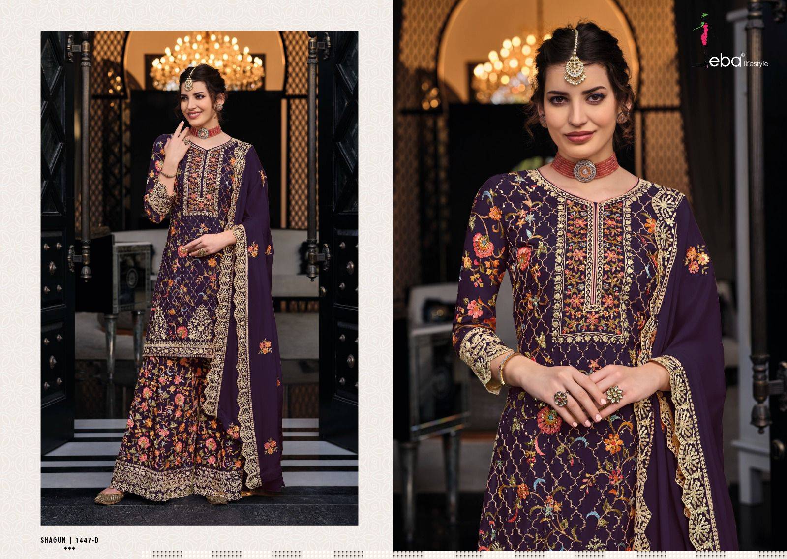 Shagun Color Edition Vol-6 By Eba Lifestyle 1447-A To 1447-F Series Designer Sharara Suits Collection Beautiful Stylish Fancy Colorful Party Wear & Occasional Wear Silk Embroidered Dresses At Wholesale Price