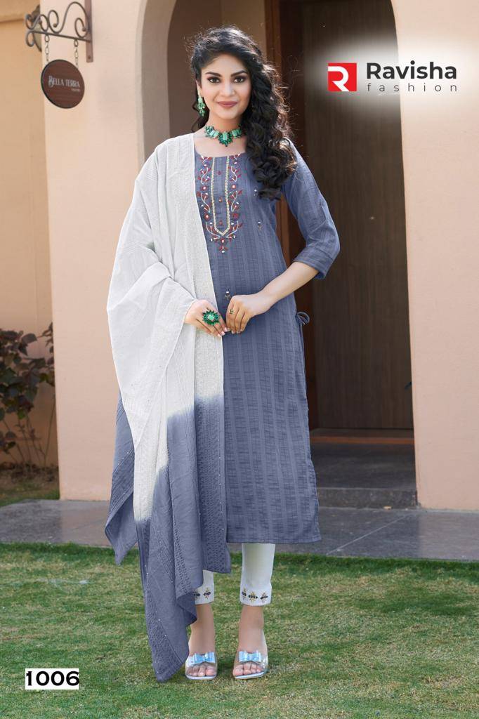 Aastha By Ravisha Fashion 1001 To 1006 Series Designer Festive Suits Collection Beautiful Stylish Fancy Colorful Party Wear & Occasional Wear Chinnon Embroidered Dresses At Wholesale Price