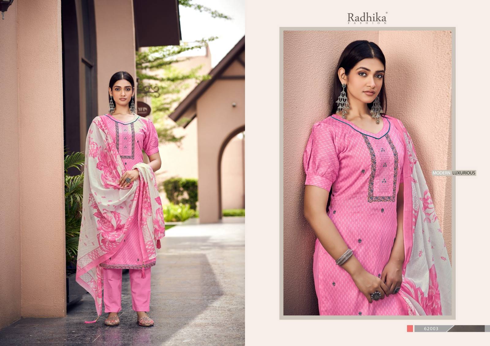 Lamhay By Azara 62001 To 62008 Series Beautiful Festive Suits Colorful Stylish Fancy Casual Wear & Ethnic Wear Pure Jam Cotton Embroidered Dresses At Wholesale Price