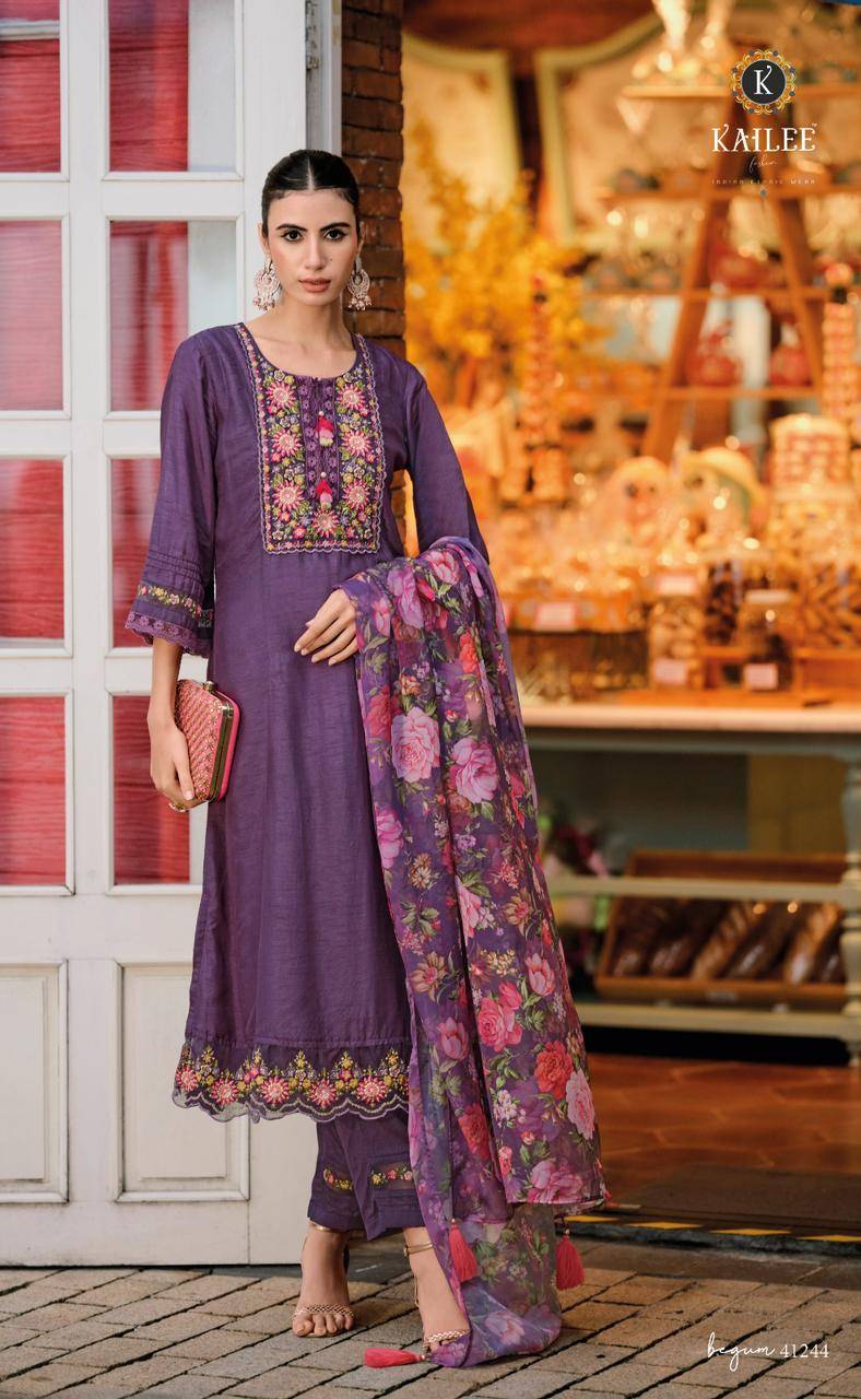 Begum Vol-4 By Kailee 41241 To 41248 Series Festive Suits Beautiful Fancy Colorful Stylish Party Wear & Occasional Wear Pure Viscose Silk Dresses At Wholesale Price