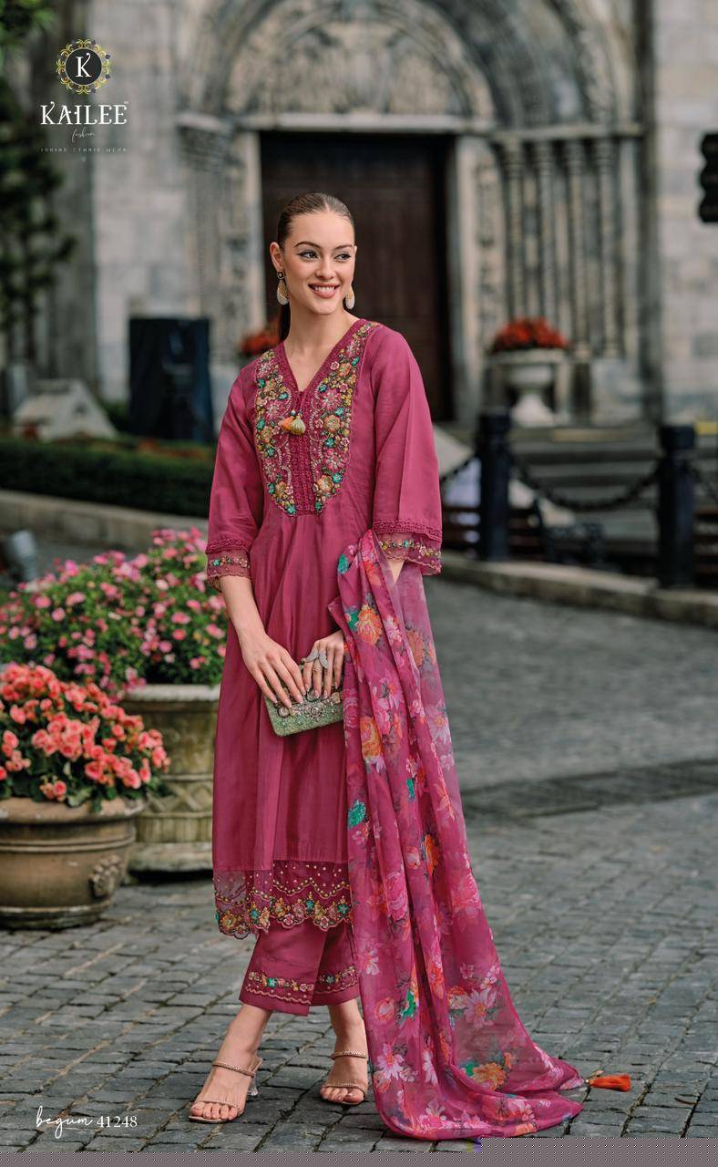 Begum Vol-4 By Kailee 41241 To 41248 Series Festive Suits Beautiful Fancy Colorful Stylish Party Wear & Occasional Wear Pure Viscose Silk Dresses At Wholesale Price